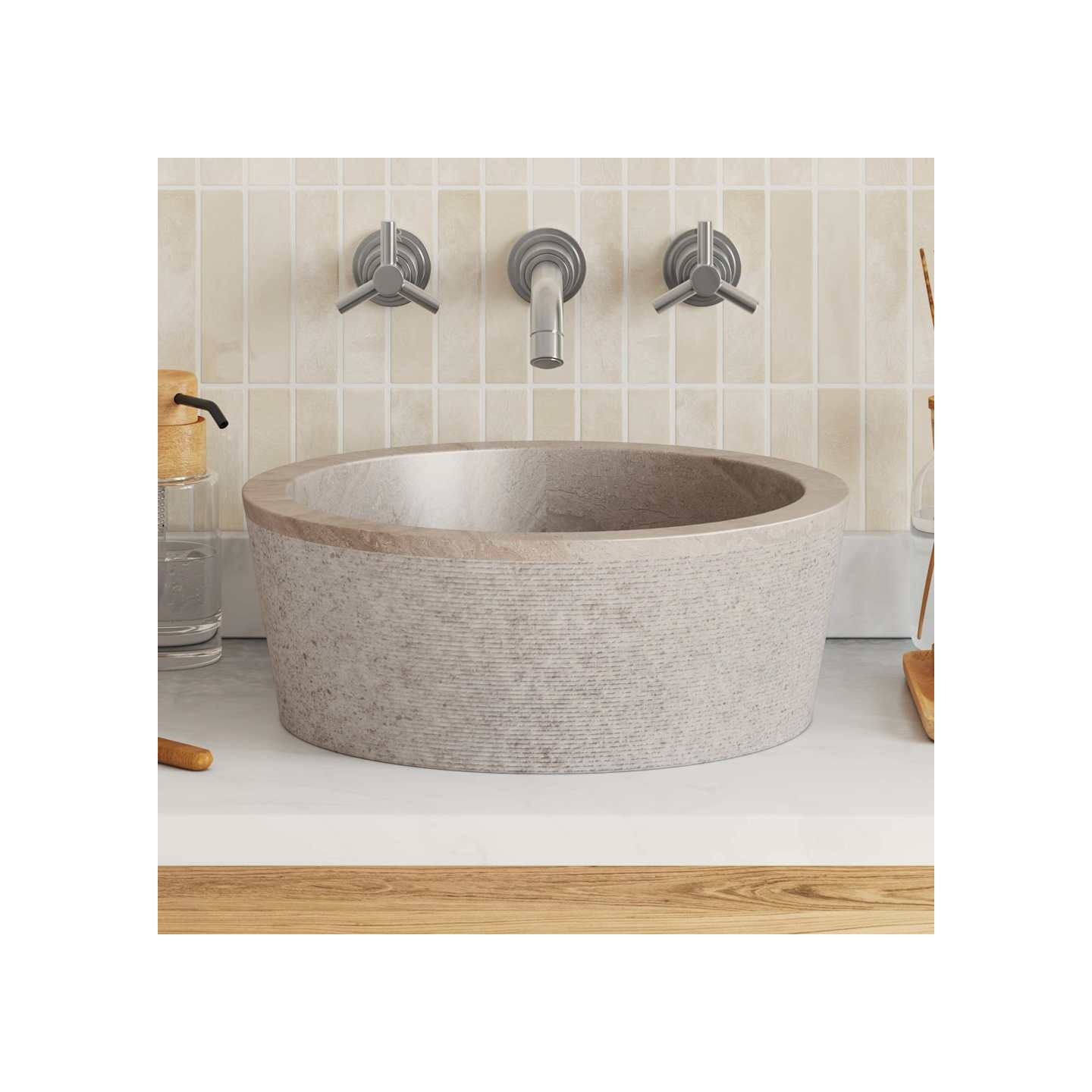 Lavabo Gris Ø40x15 cm Marbre