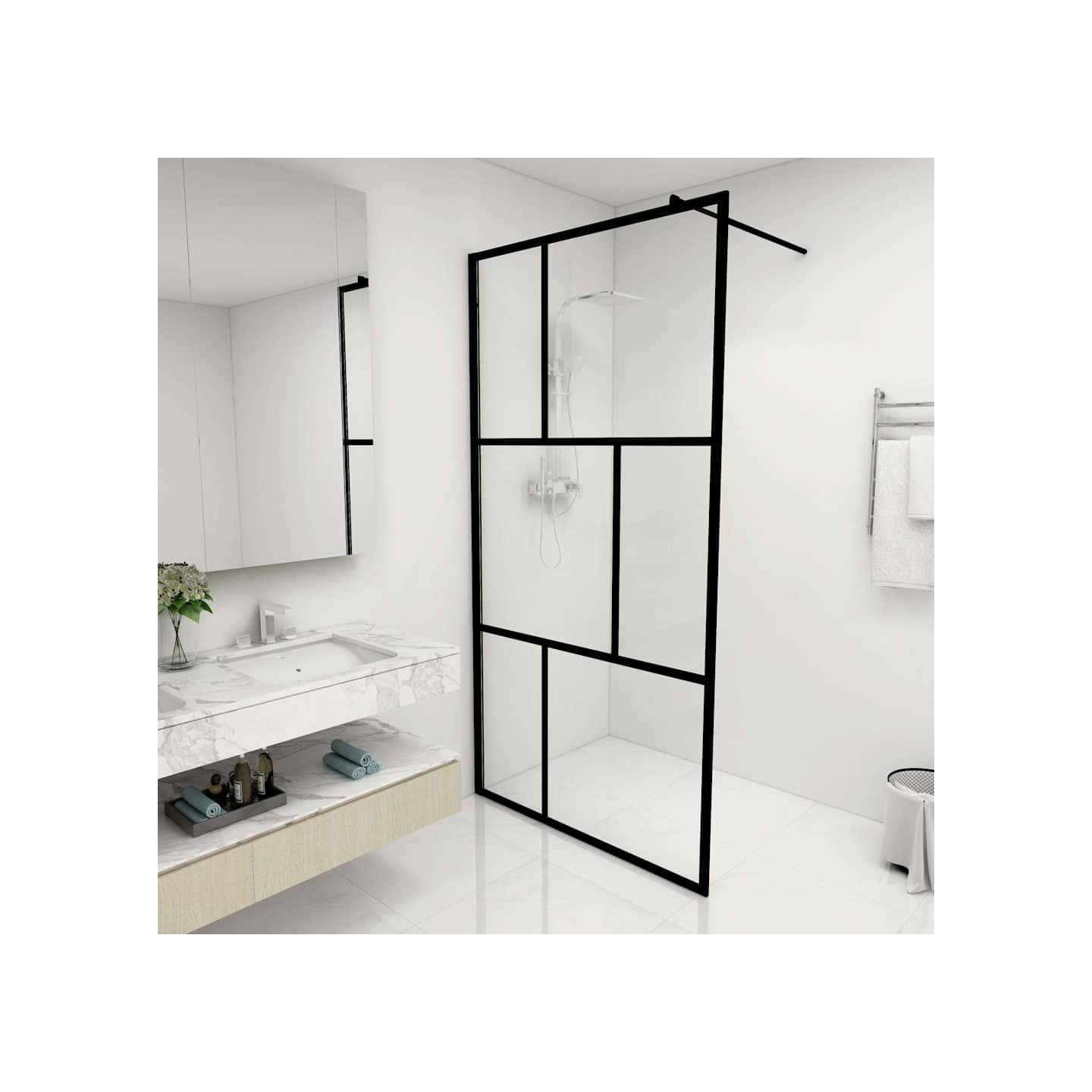 Paroi de douche à l'italienne avec verre trempé Noir 100x195 cm
