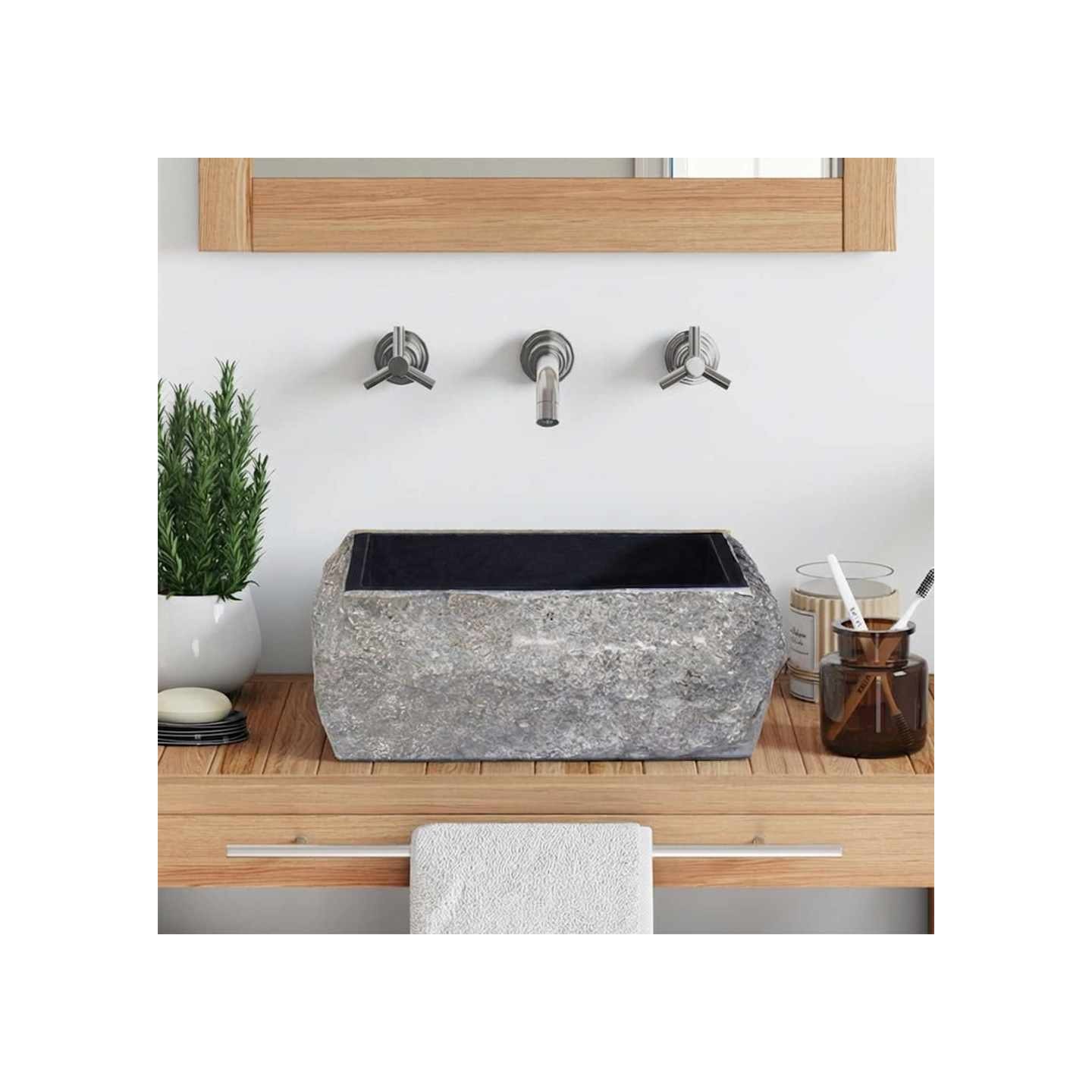 Lavabo Noir 30x30x13 cm Marbre