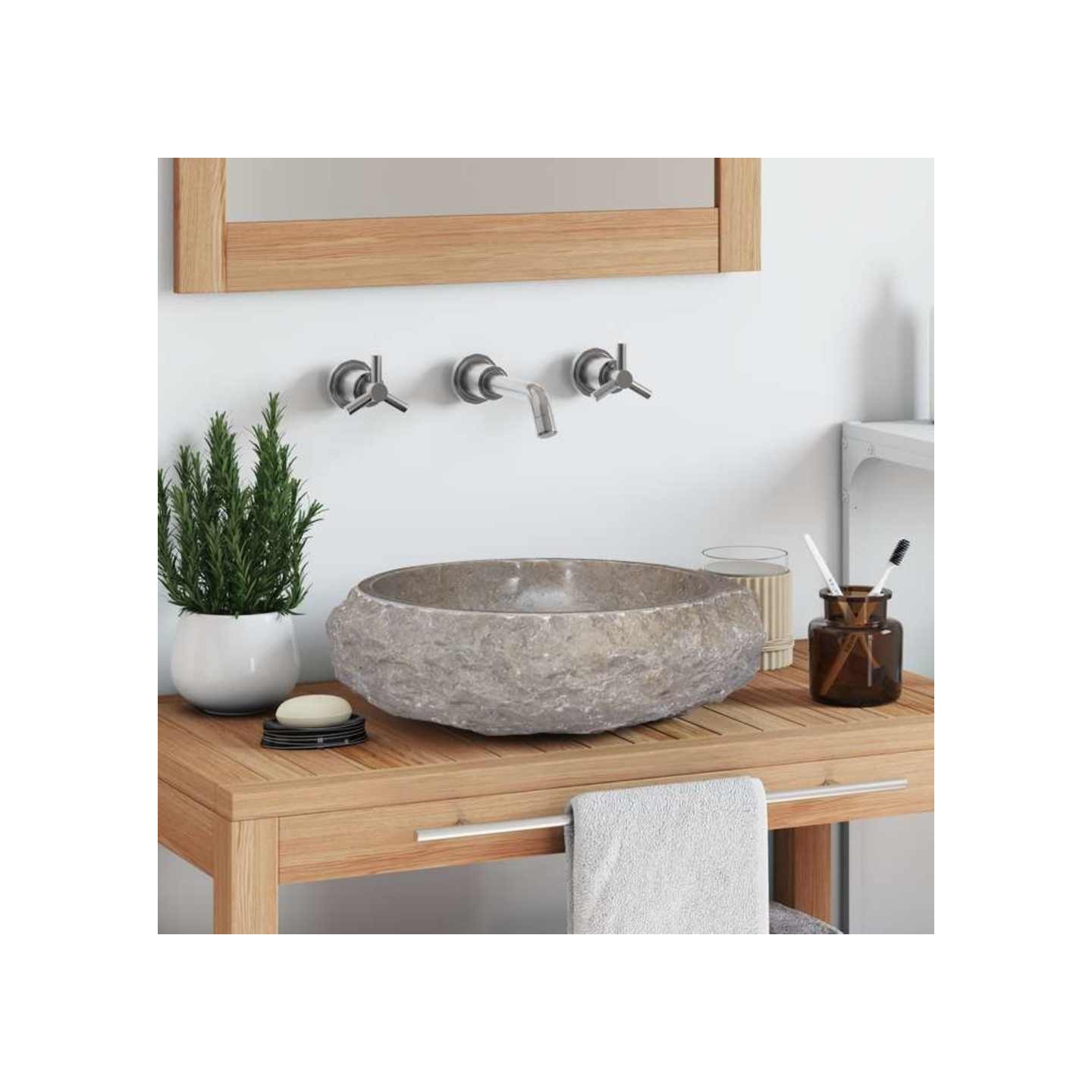 Lavabo Gris Ø40x12 cm Marbre