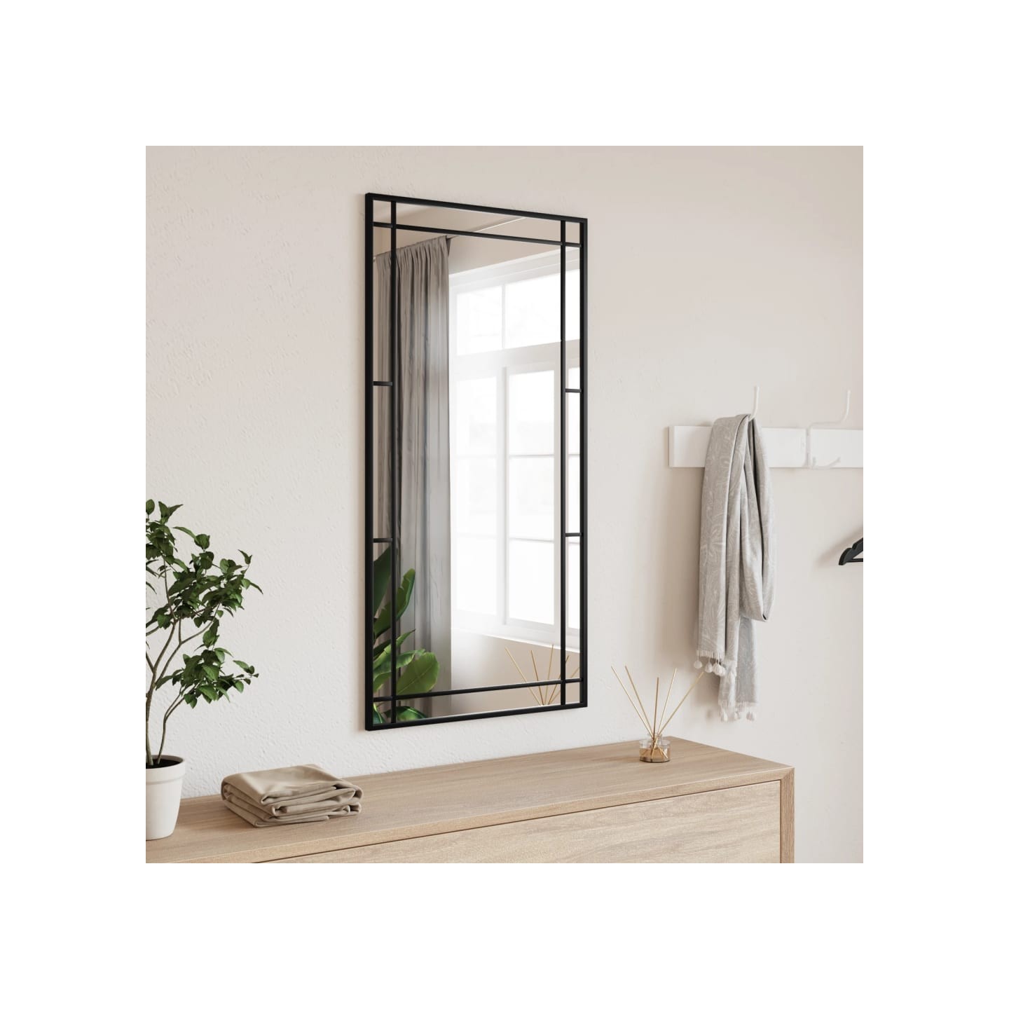 Miroir mural noir 50x100 cm rectangulaire fer