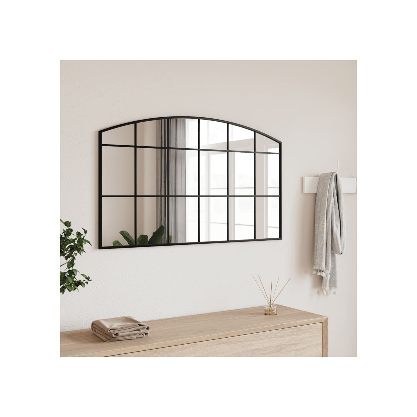 Miroir mural noir 100x60 cm arche fer