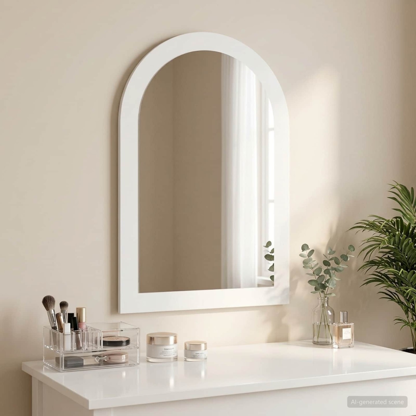 Miroir FAUSKE Blanc 43 x 3,5 x 77 cm Usage intérieur uniquement