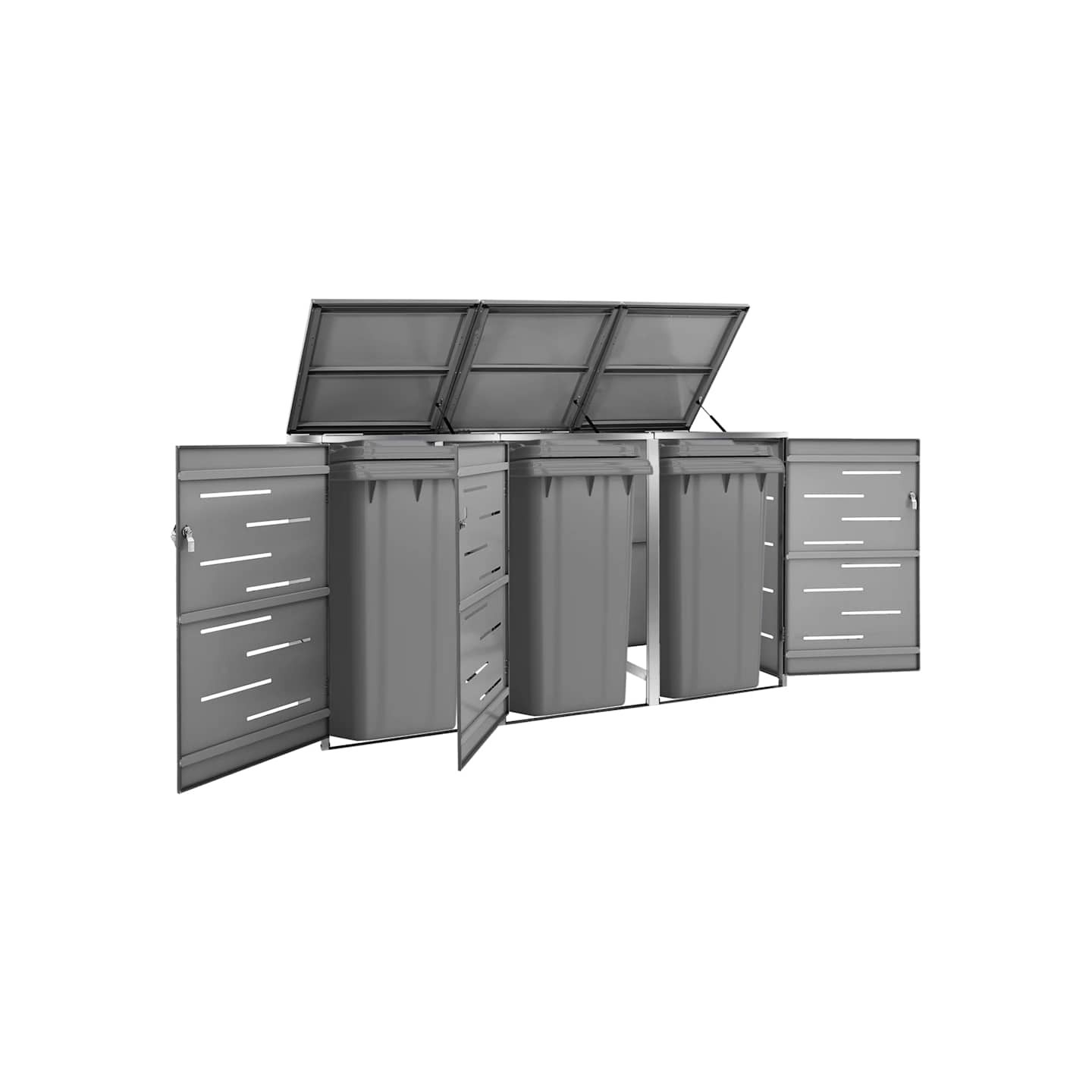 Abri pour trois poubelles 207x77,5x115 cm Inox