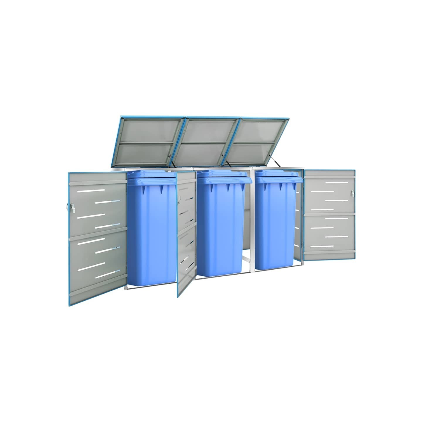 Abri pour trois poubelles 207x77,5x115 cm Inox