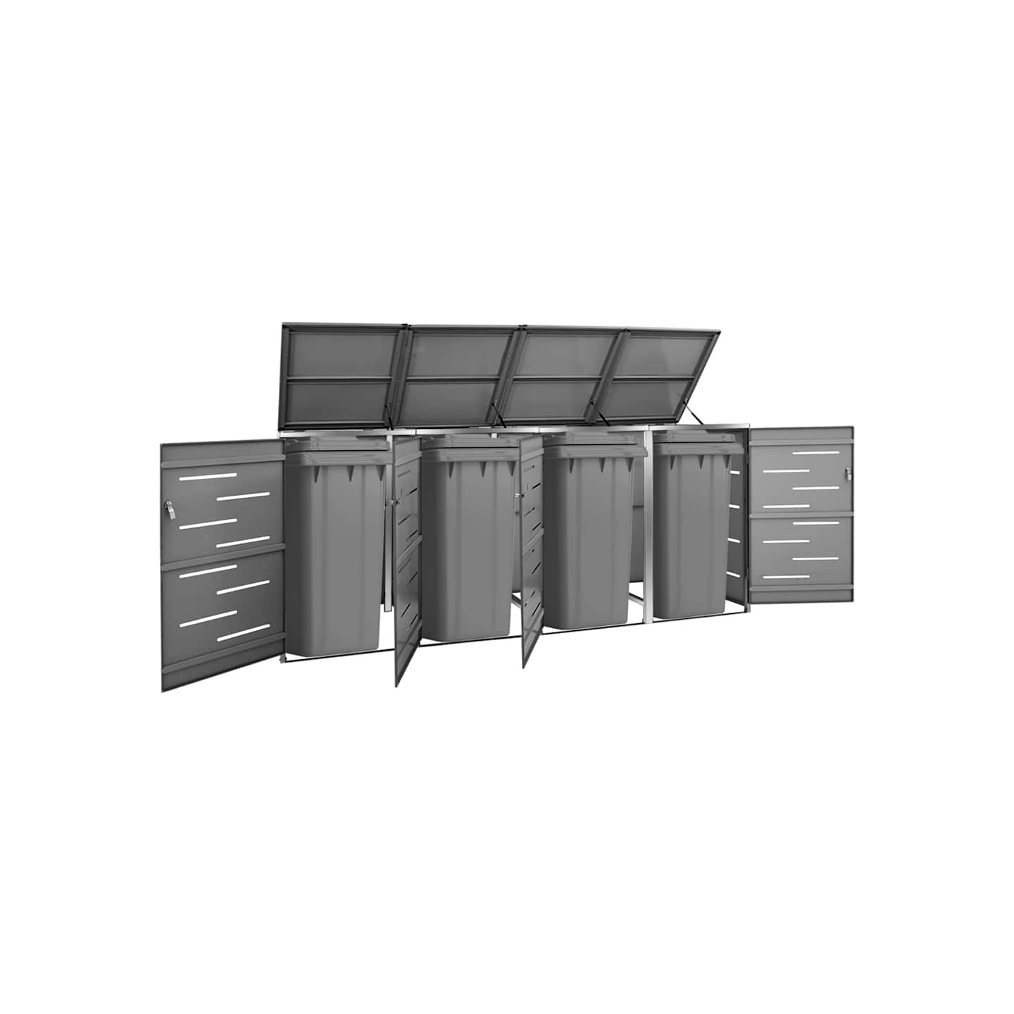 Abri pour quatre poubelles 276,5x77,5x115 cm Inox