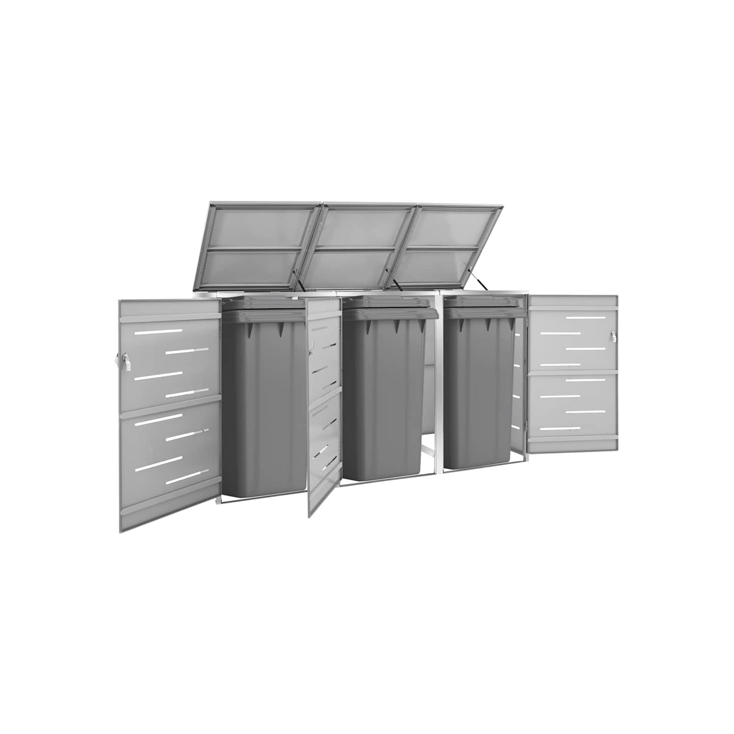 Abri pour trois poubelles 207x77,5x115 cm Inox