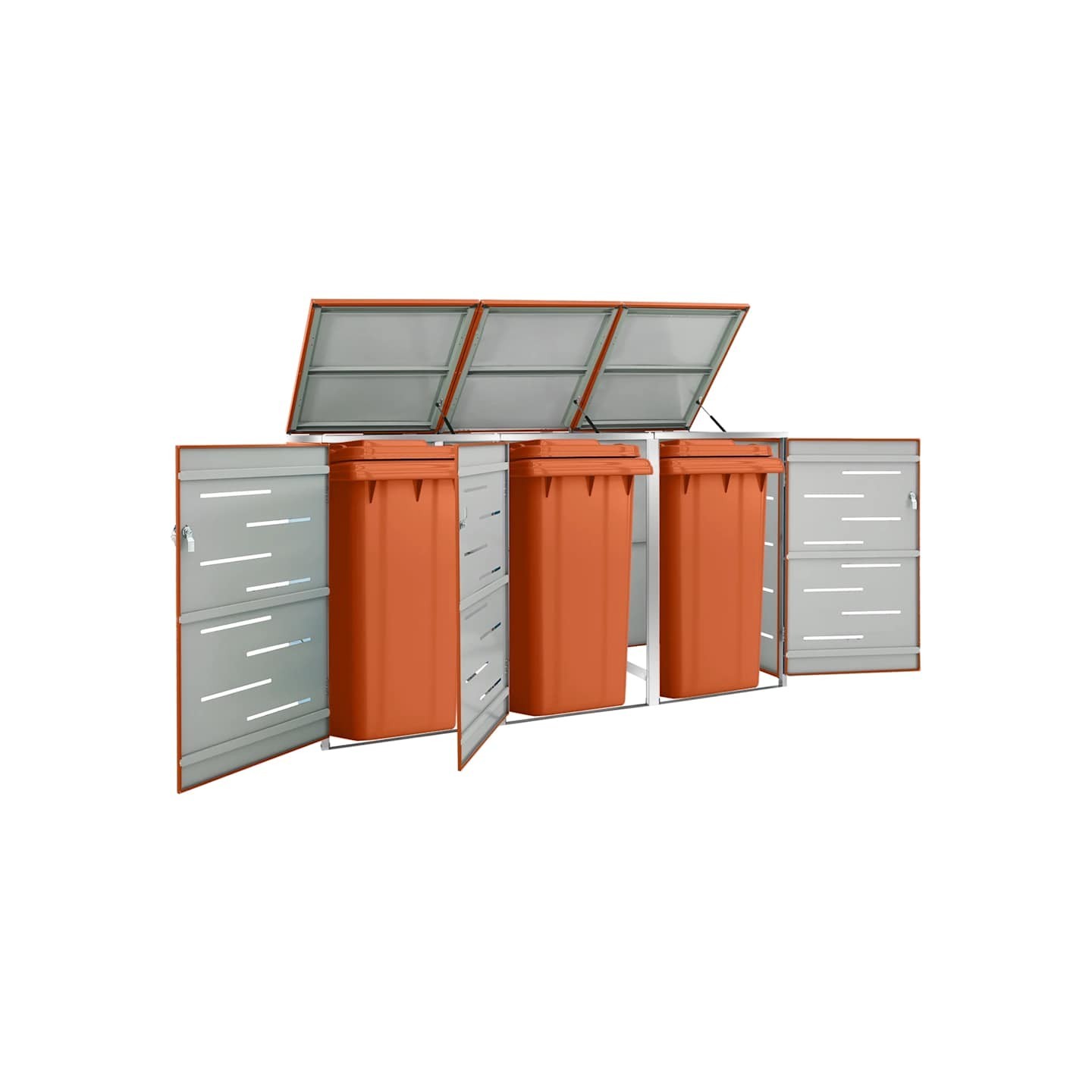 Abri pour trois poubelles 207x77,5x115 cm Inox