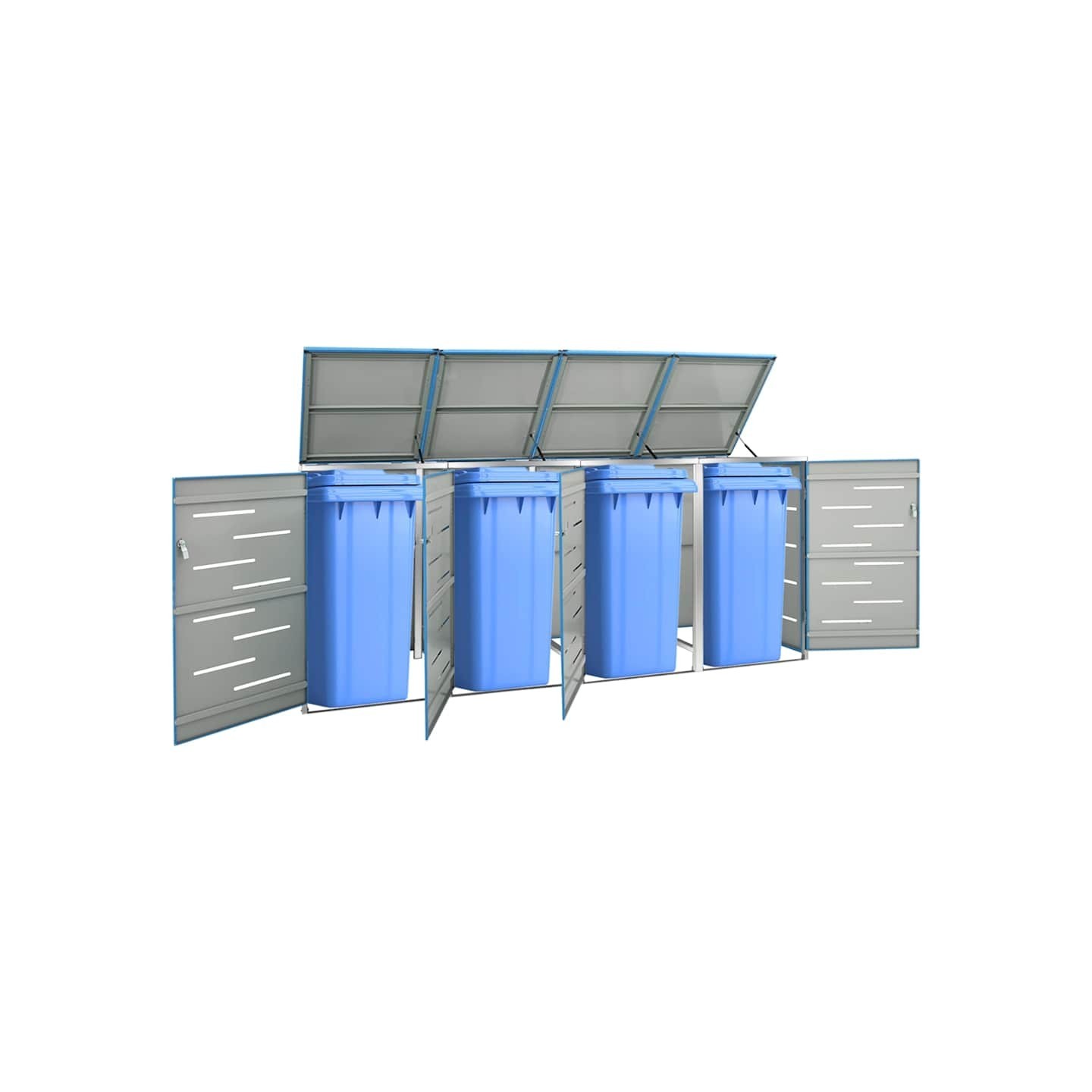 Abri pour quatre poubelles 276,5x77,5x115 cm Inox