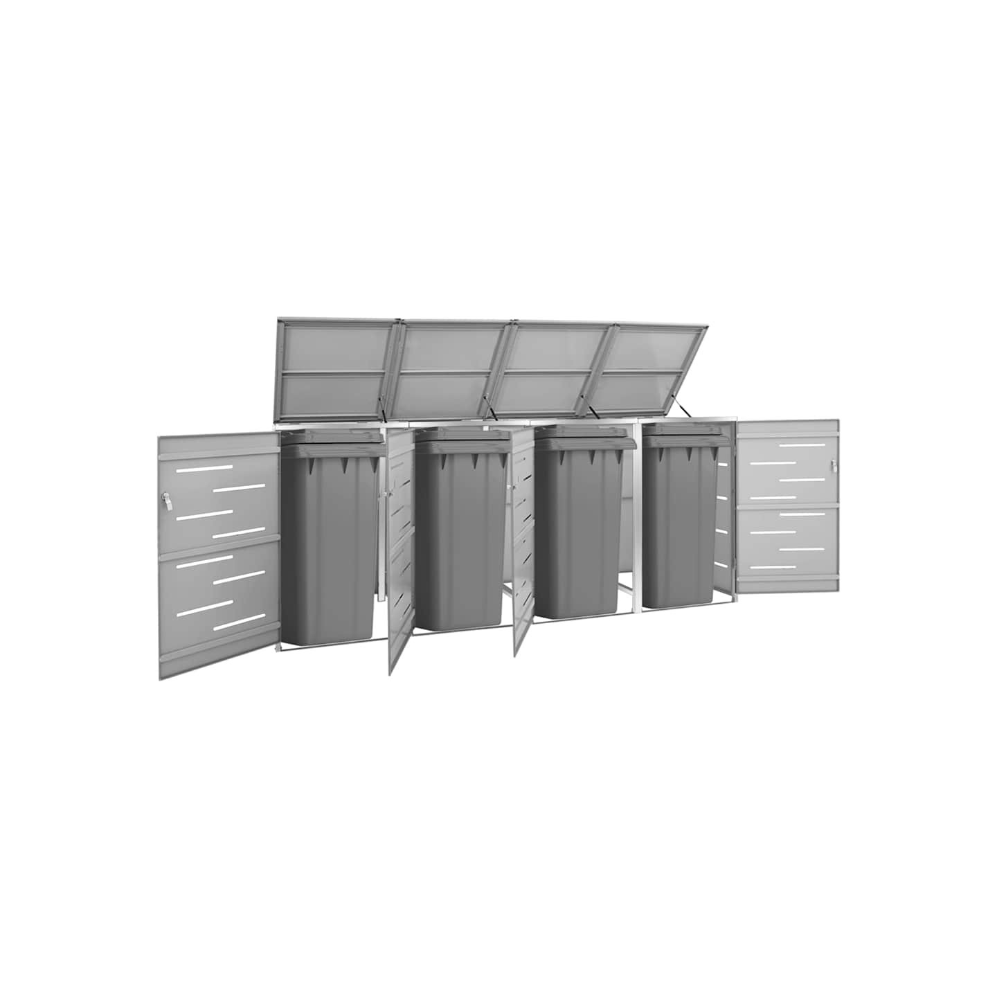 Abri pour quatre poubelles 276,5x77,5x115 cm Inox