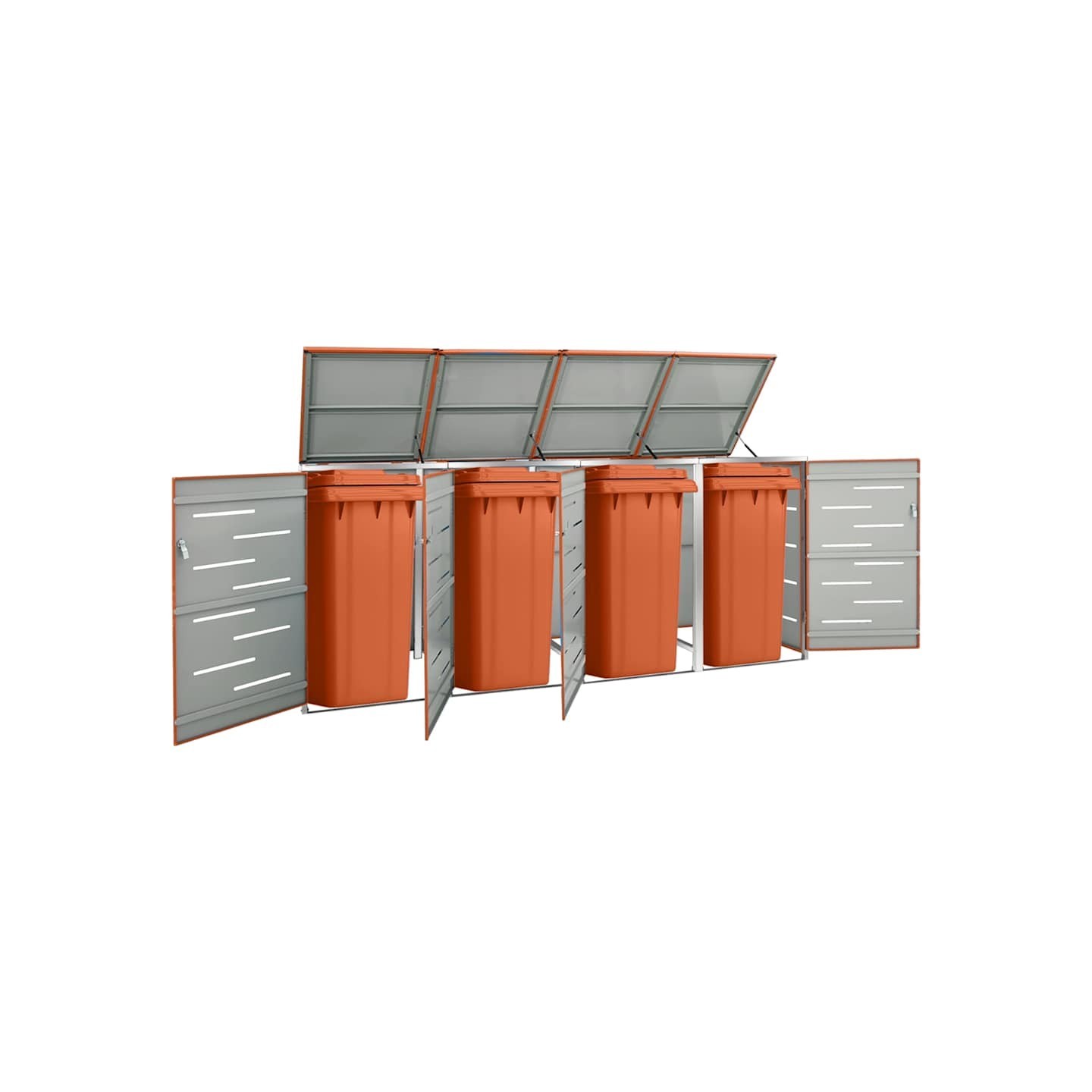 Abri pour quatre poubelles 276,5x77,5x115 cm Inox
