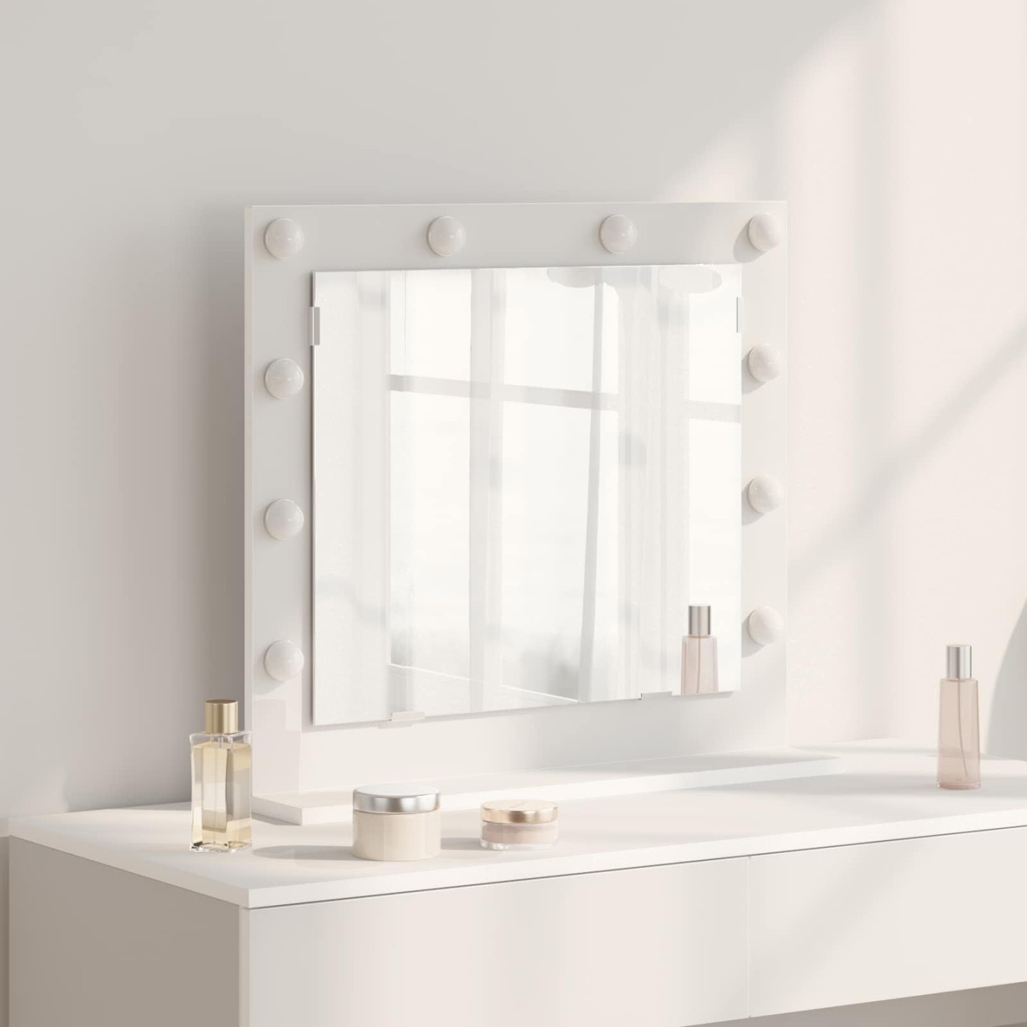 Miroir de vanité Blanc 60 x 55 x 18 cm Verre et bois composite
