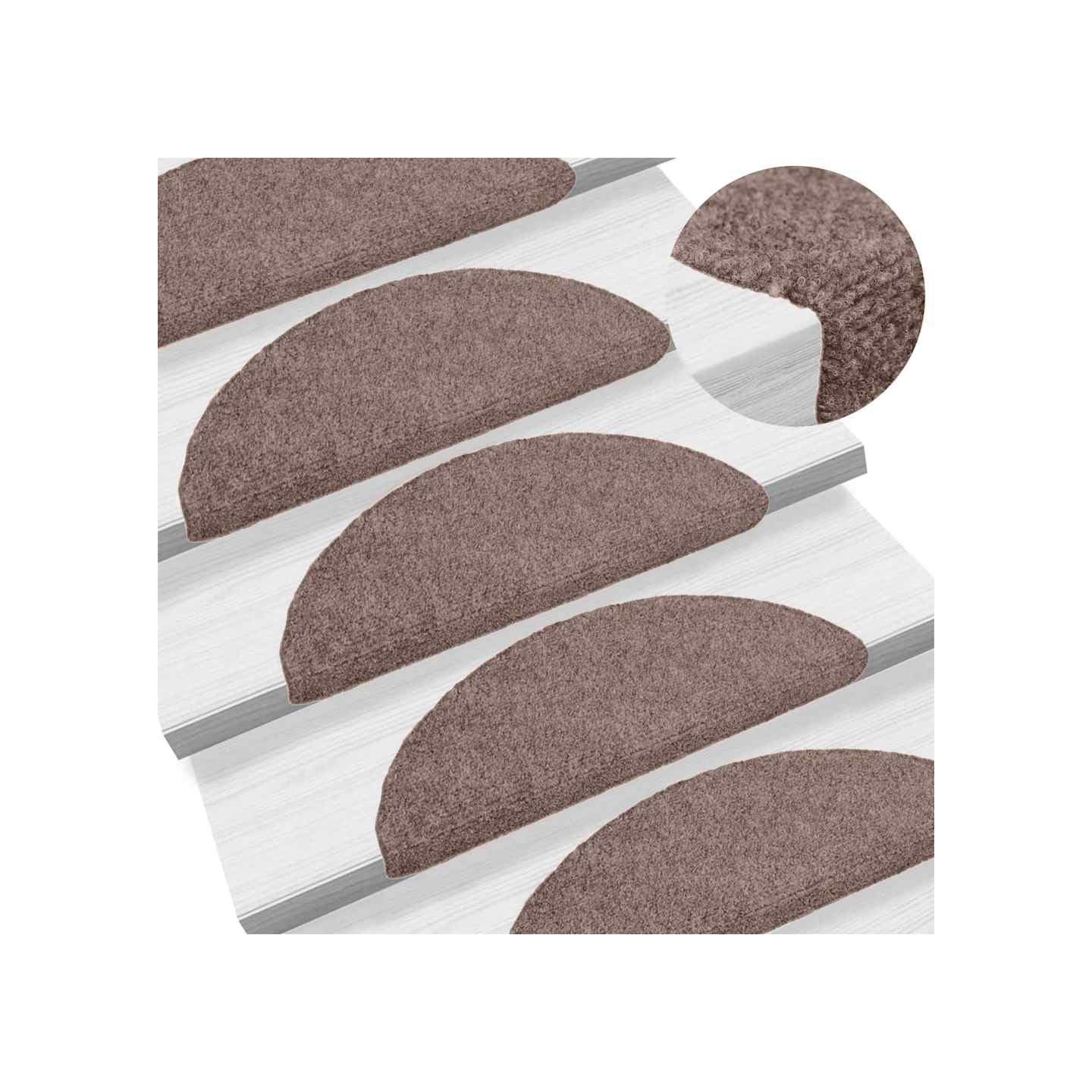 Tapis d'escalier auto-adhésifs 10 pièces 56x17x3cm Marron clair