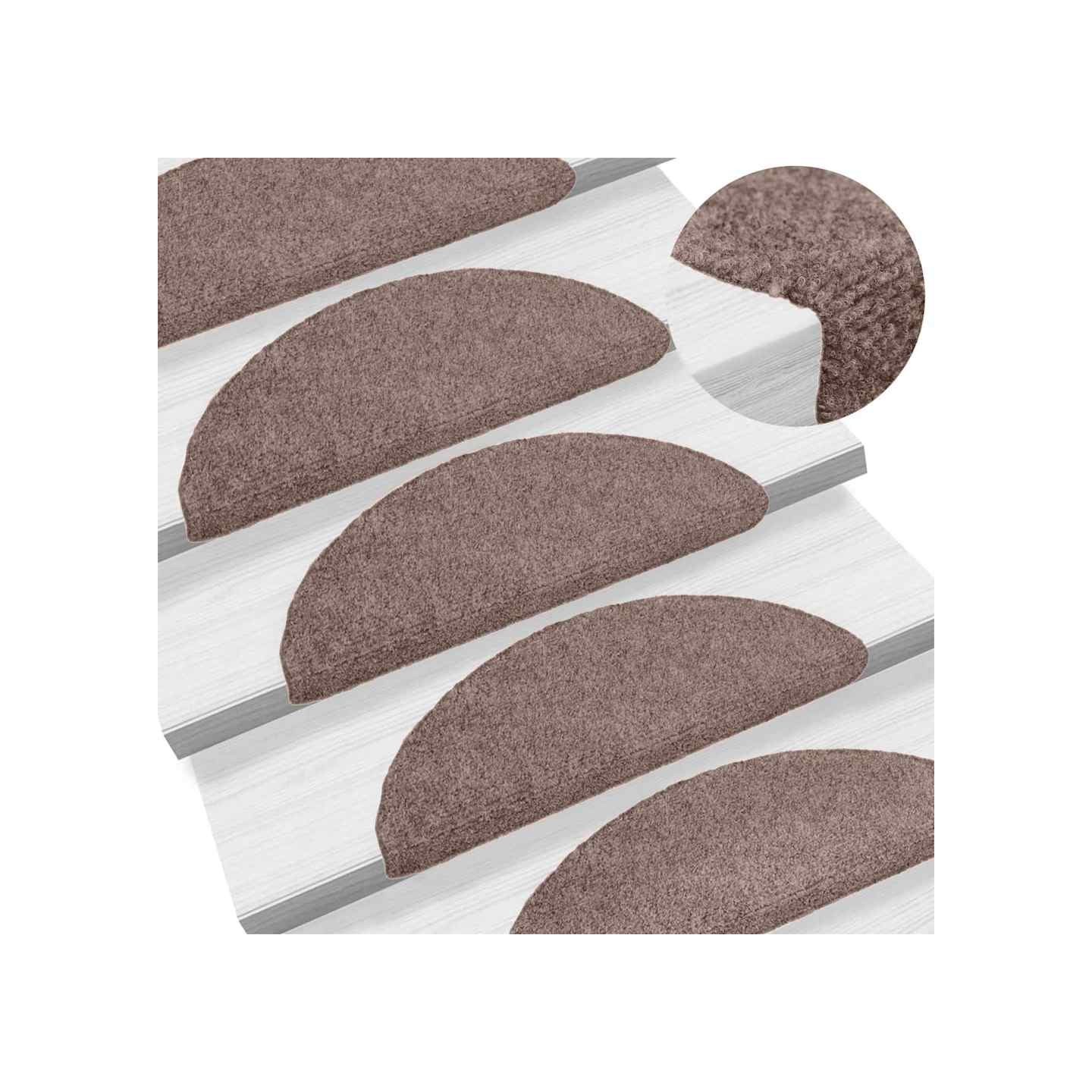 Tapis d'escalier auto-adhésifs 5 pièces 56x17x3 cm Marron clair