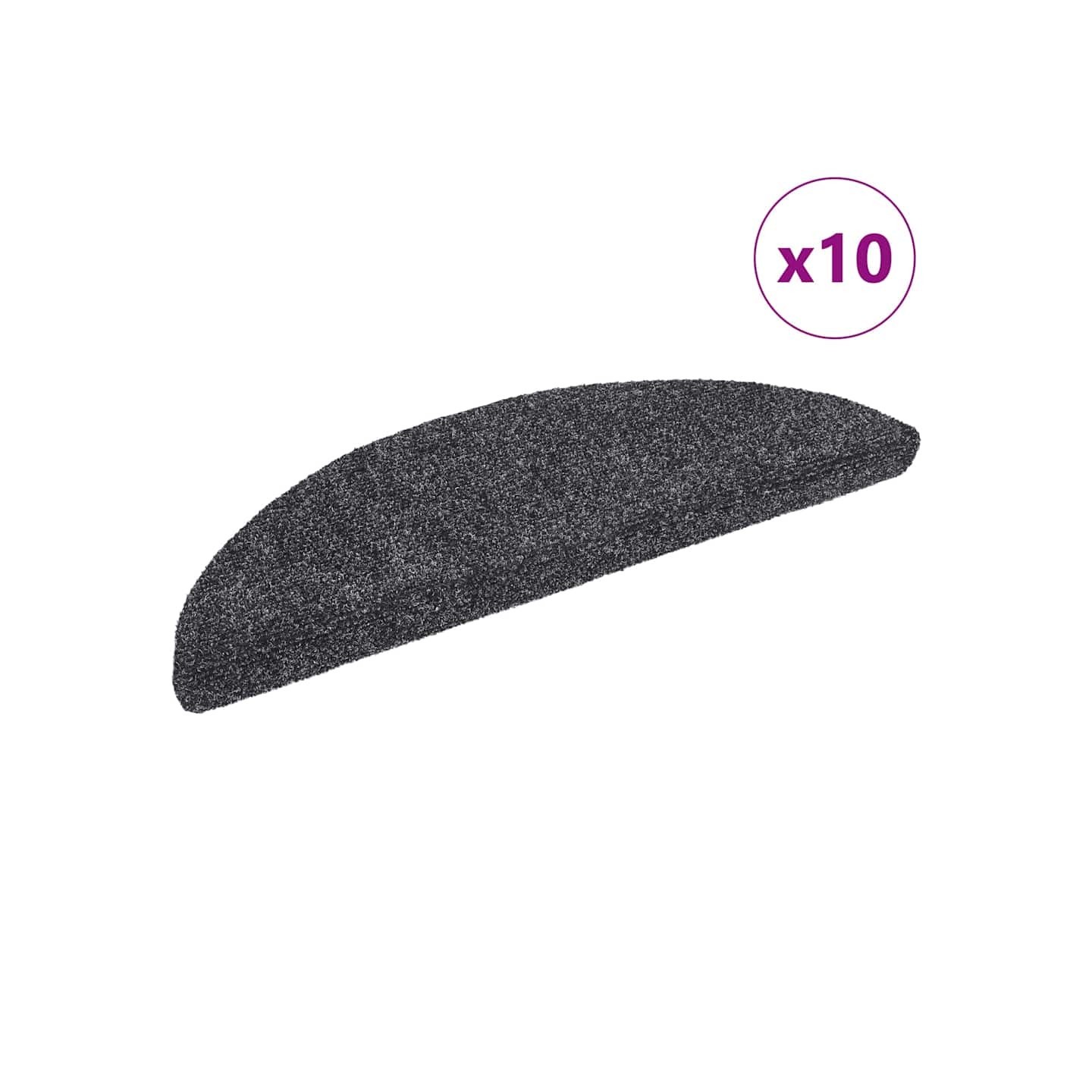 Tapis d'escalier autocollants 10 pièces 56x17x3 cm gris foncé
