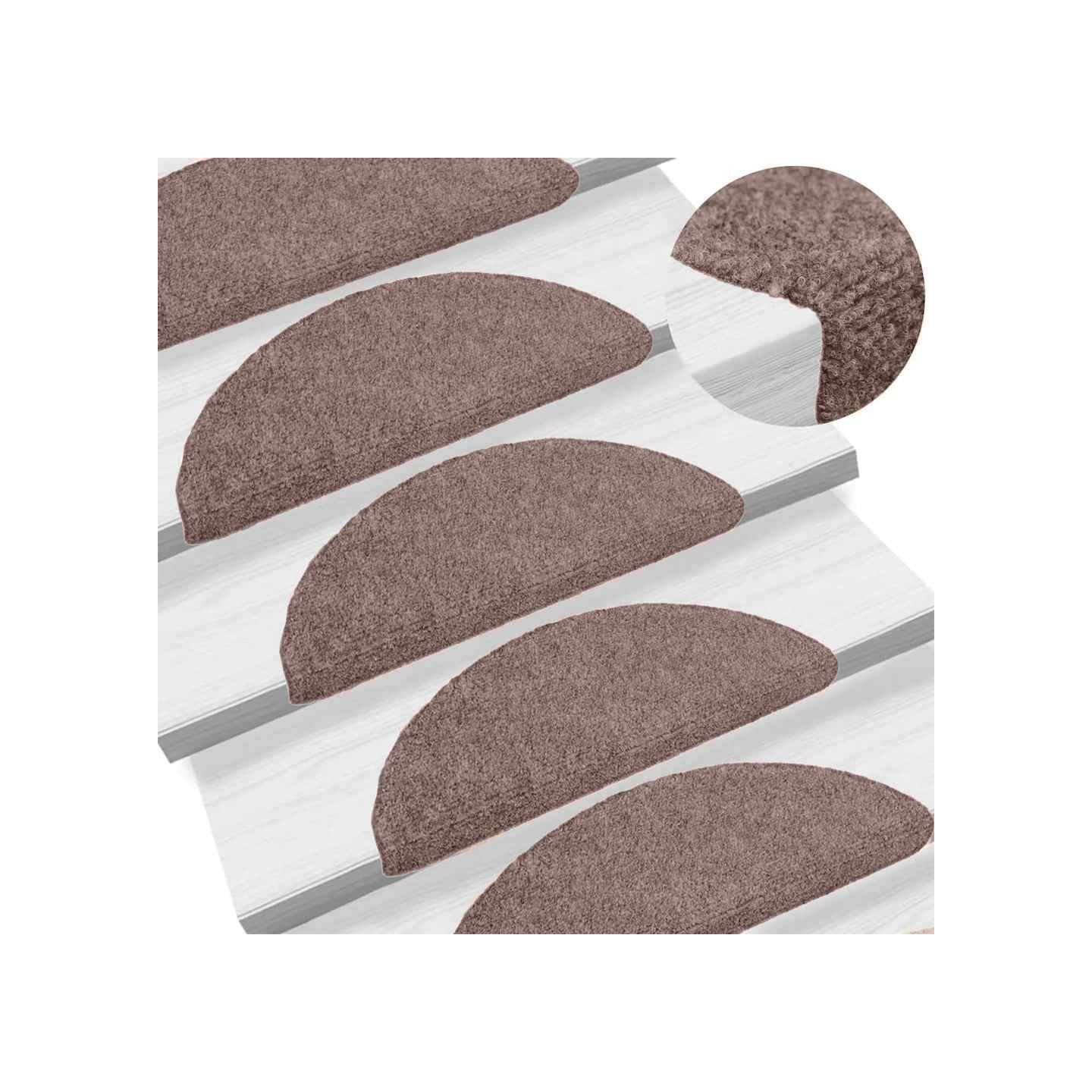 Tapis d'escalier auto-adhésifs 10 pièces 65x21x4cm Marron clair