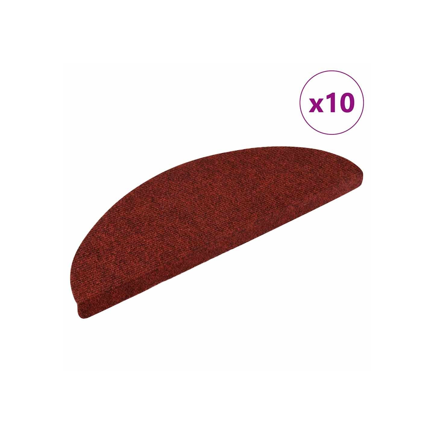 Tapis d'escalier autocollants 10 pcs 56x17x3 cm Rouge bordeaux