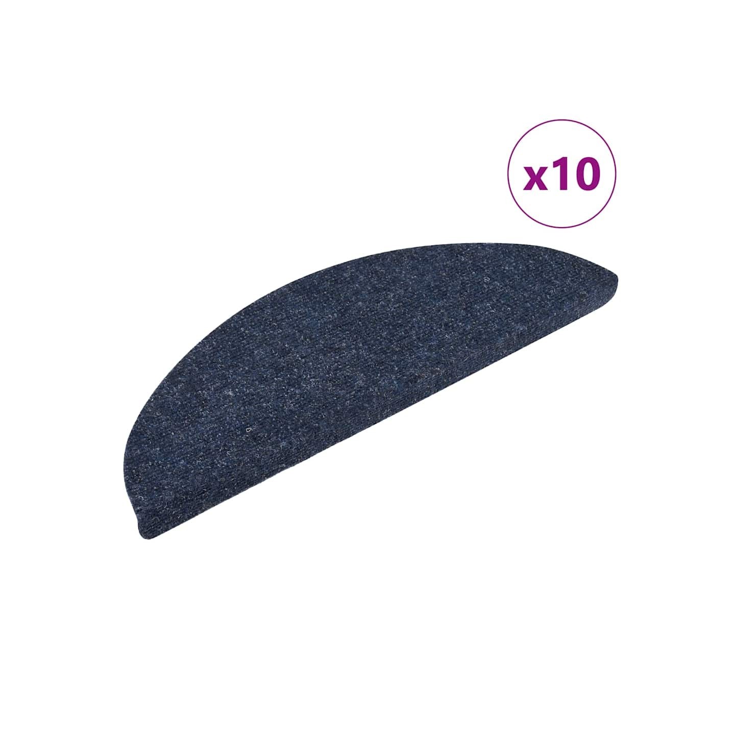 Tapis d'escalier autocollants 10 pièces 56 x 17 x 3 cm Bleu Demi-rond