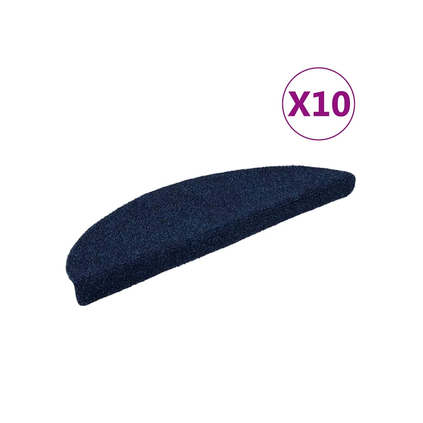 Tapis d'escalier autocollants 10 pièces 56x17x3 cm Bleu marine
