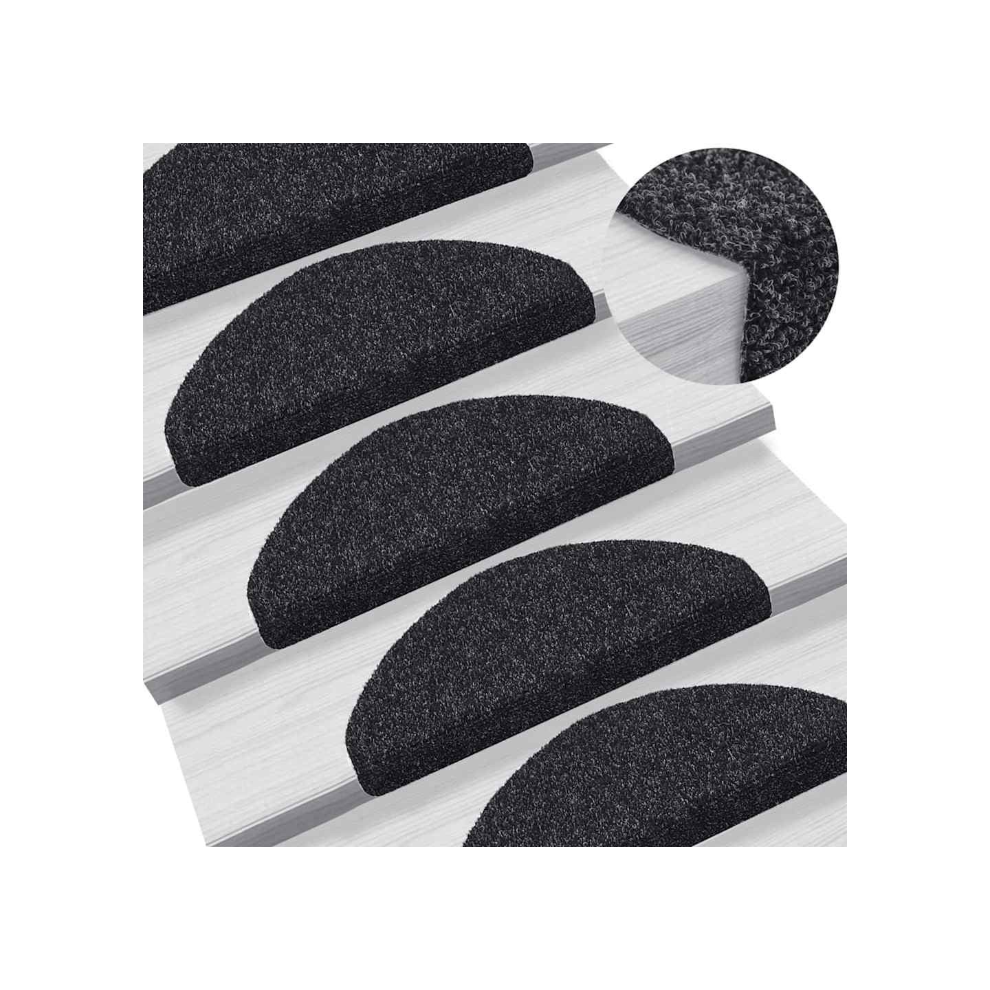 Tapis d'escalier autocollants 5 pièces 65x21x4 cm Noir