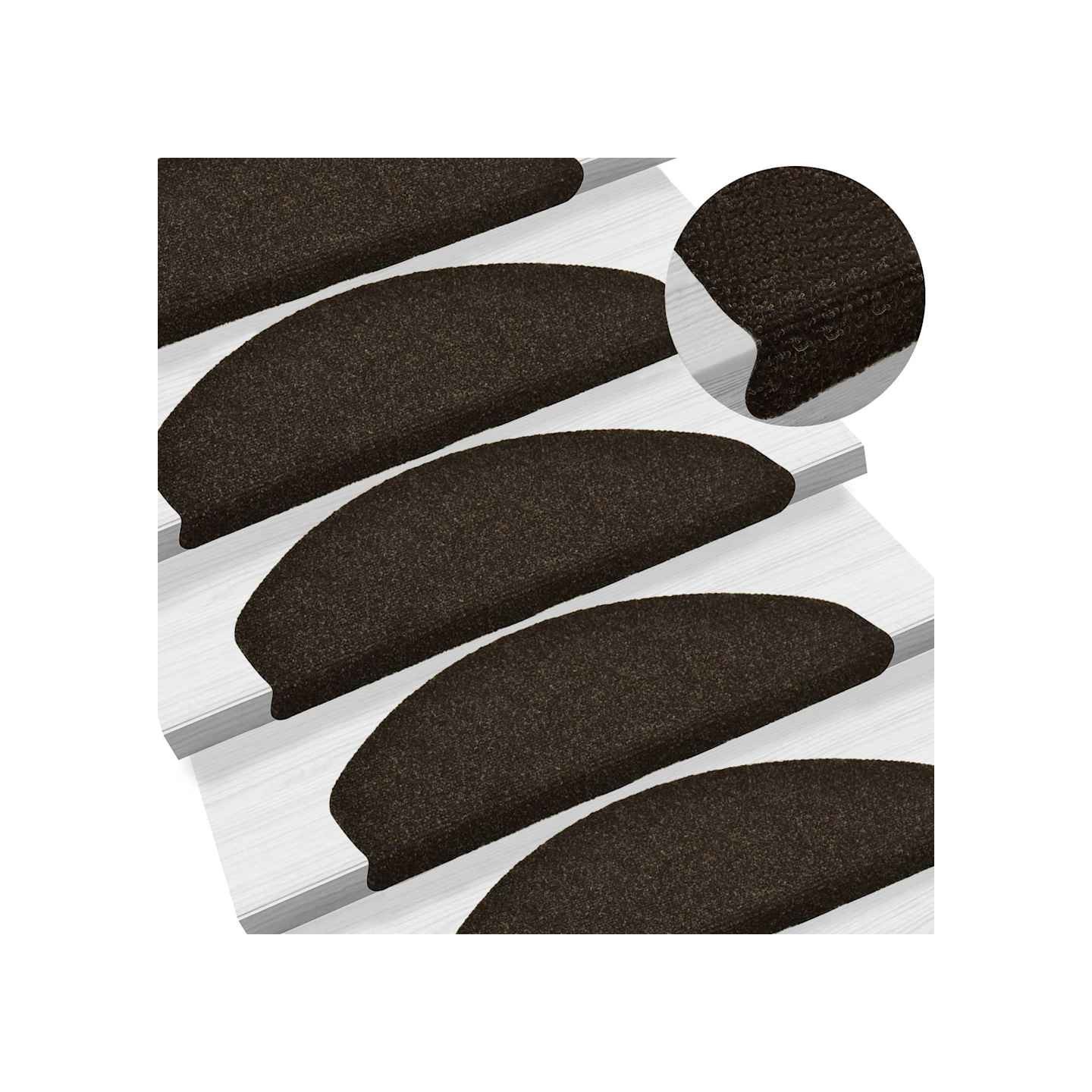 Tapis d'escalier auto-adhésifs 5 pièces 65x21x4 cm Marron foncé