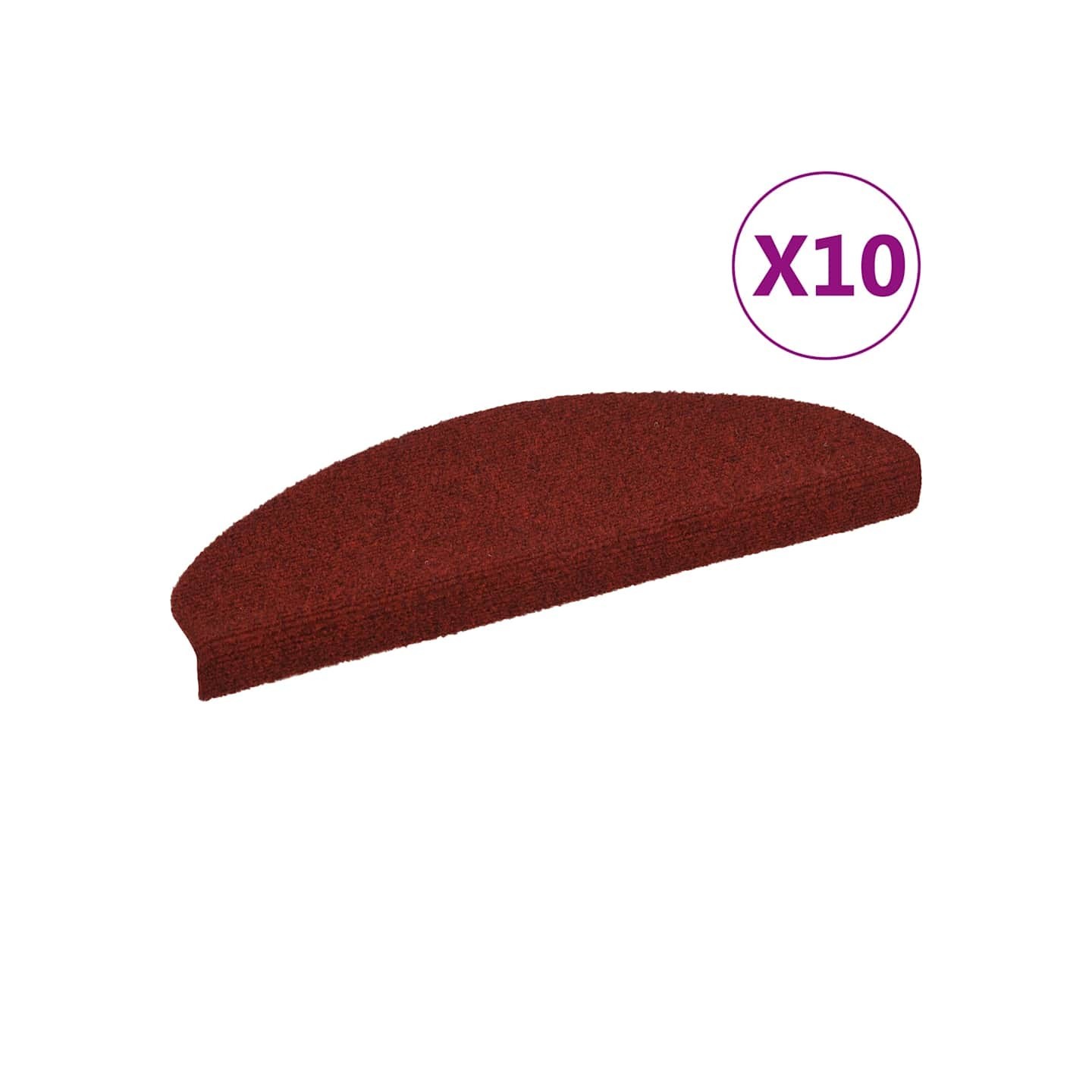 Tapis d'escalier autocollants 10 pcs 65x21x4 cm Bordeaux Rouge