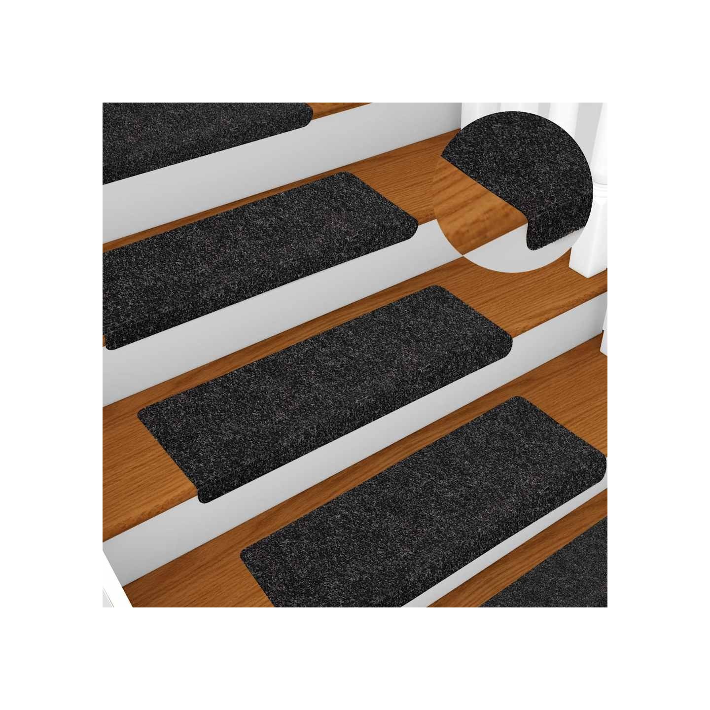 Tapis d'escalier autocollants 5 pièces 65x21x4 cm Noir