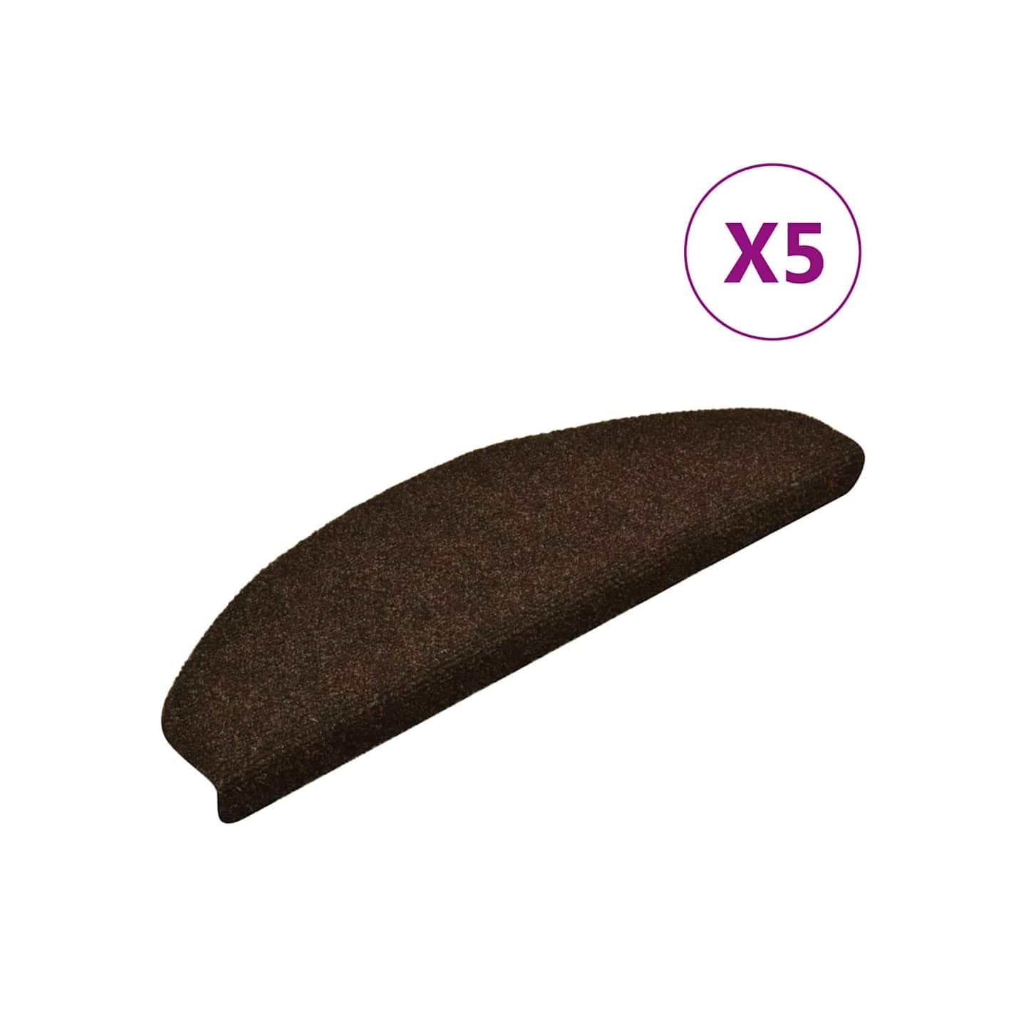Tapis d'escalier auto-adhésifs 5 pièces 65x21x4 cm Marron