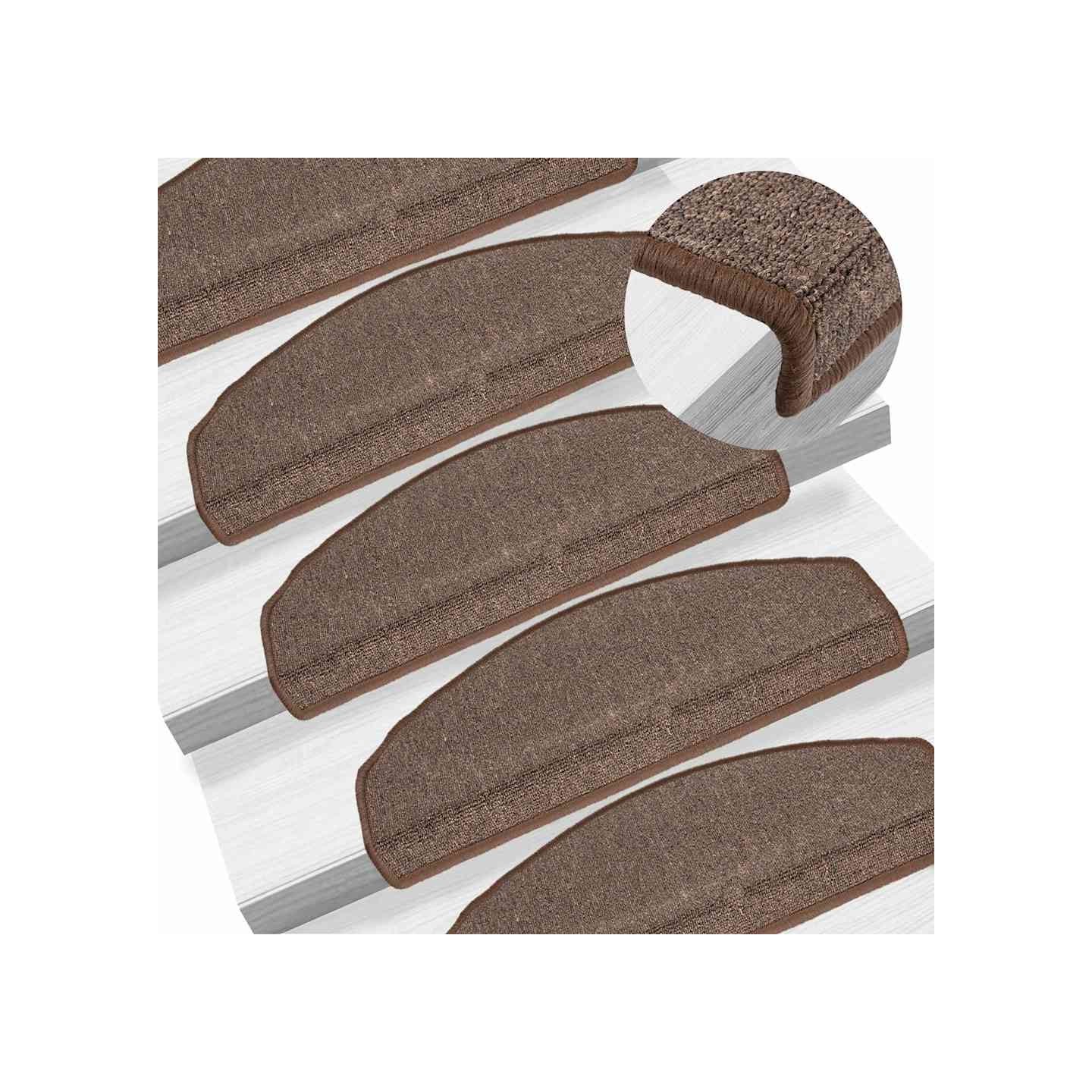 Tapis d'escalier 10 pièces 65 x 24 x 4 cm Marron café Demi-rond Grand