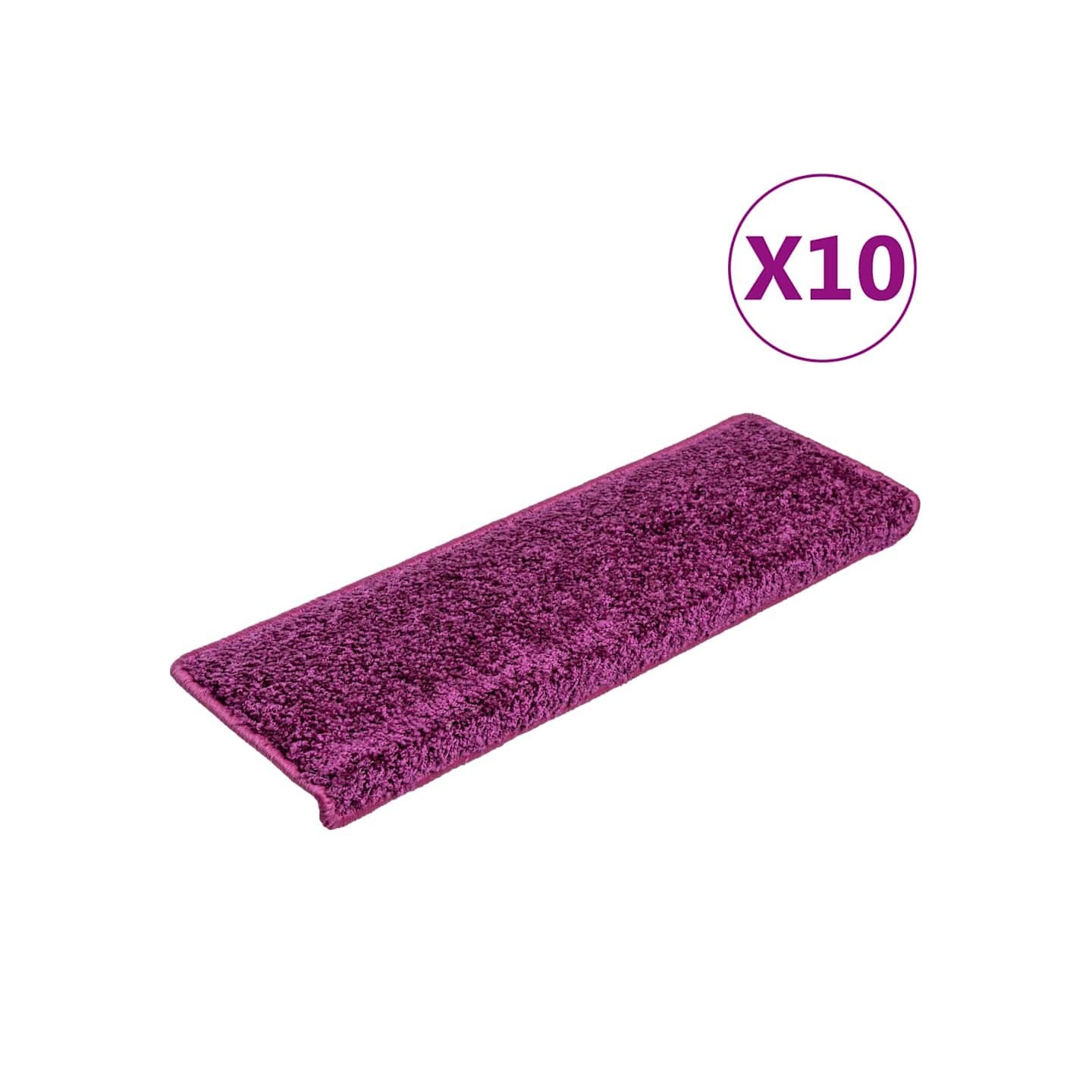 Tapis d'escalier 10 pièces 65 x 21 x 4 cm Violet Bord rectangulaire
