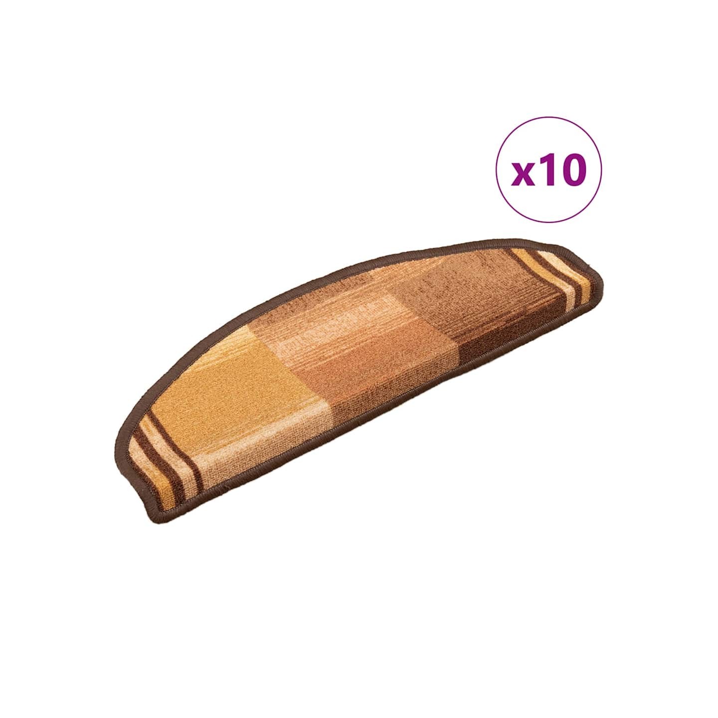 Tapis d'escalier autoadhésifs 10 pcs 65x21x4 cm Marron