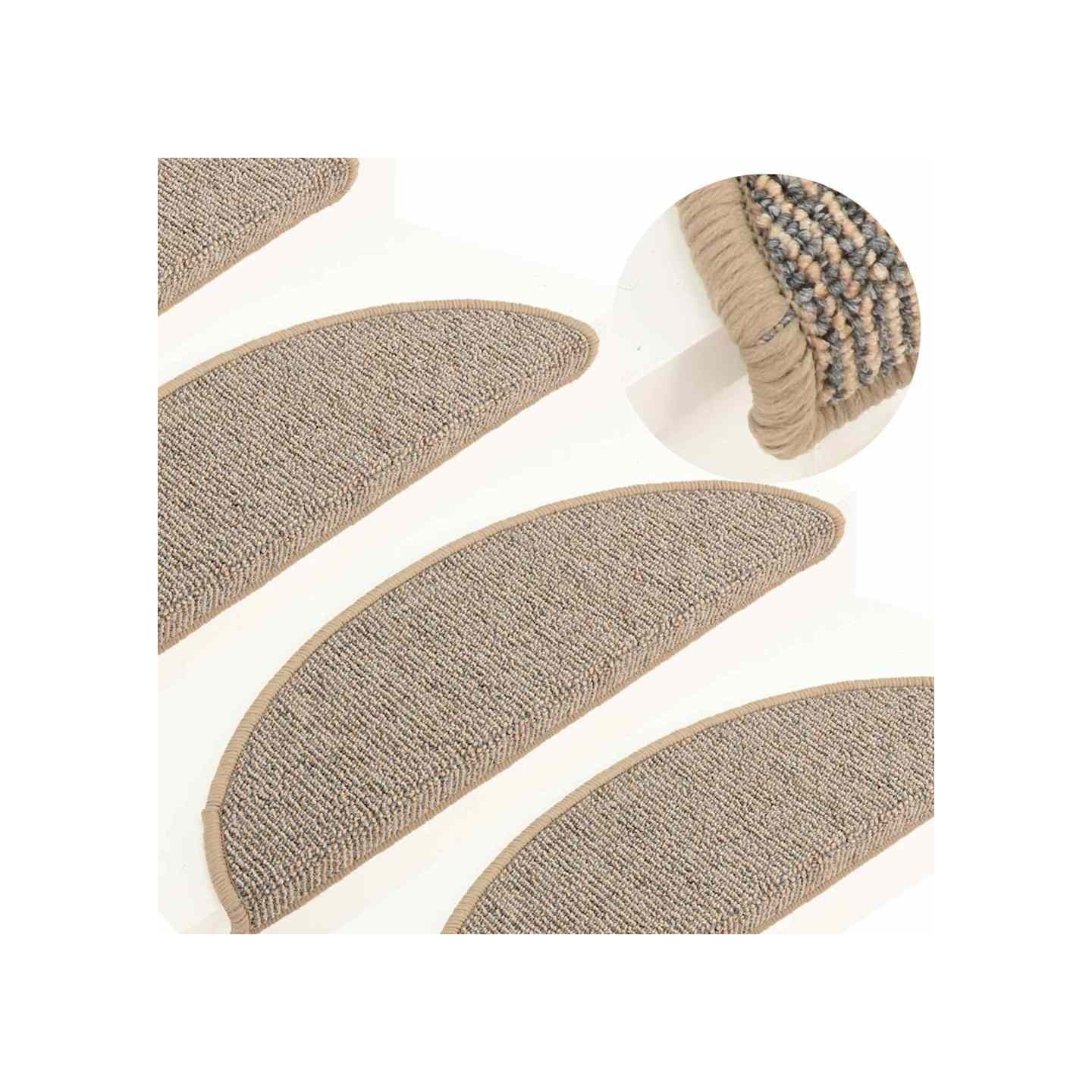 Tapis d'escalier 15 pièces 56 x 17 x 3 cm Marron Demi-rond