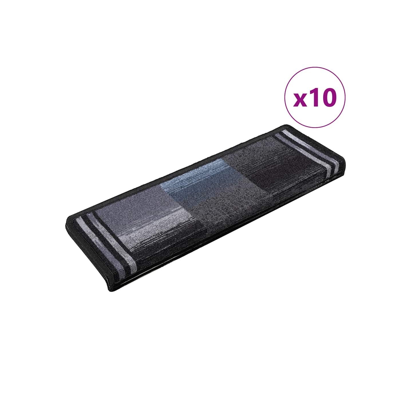 Tapis d'escalier autoadhésifs 10 pcs 65x21x4 cm Noir et gris