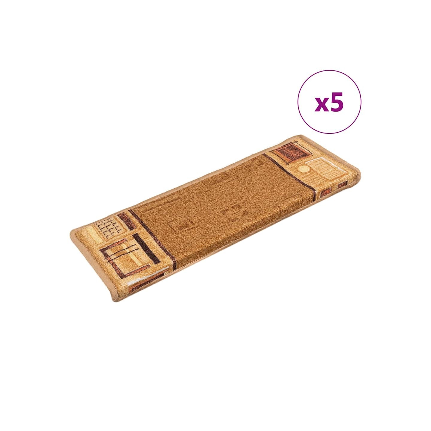 Tapis d'escalier autoadhésifs 5 pcs 65x21x4 cm Beige