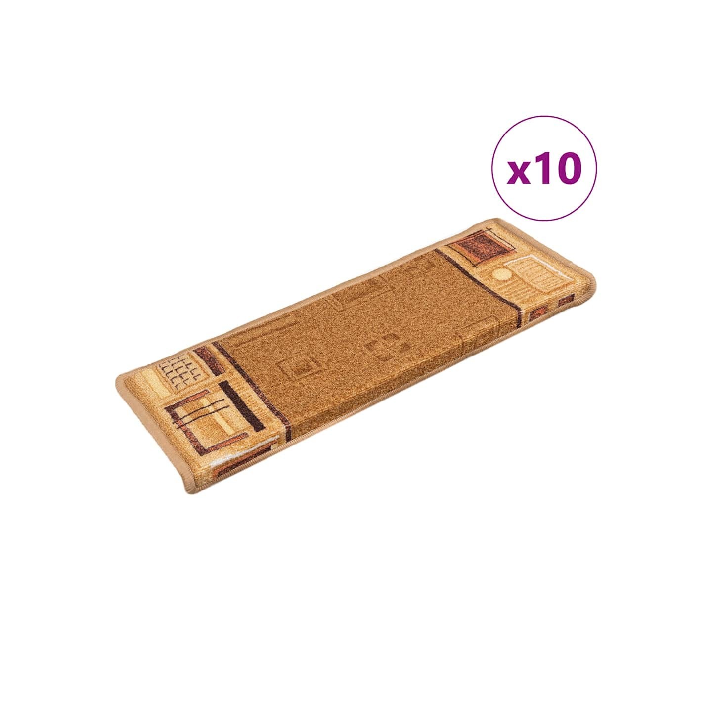 Tapis d'escalier autoadhésifs 10 pcs 65x21x4 cm Beige