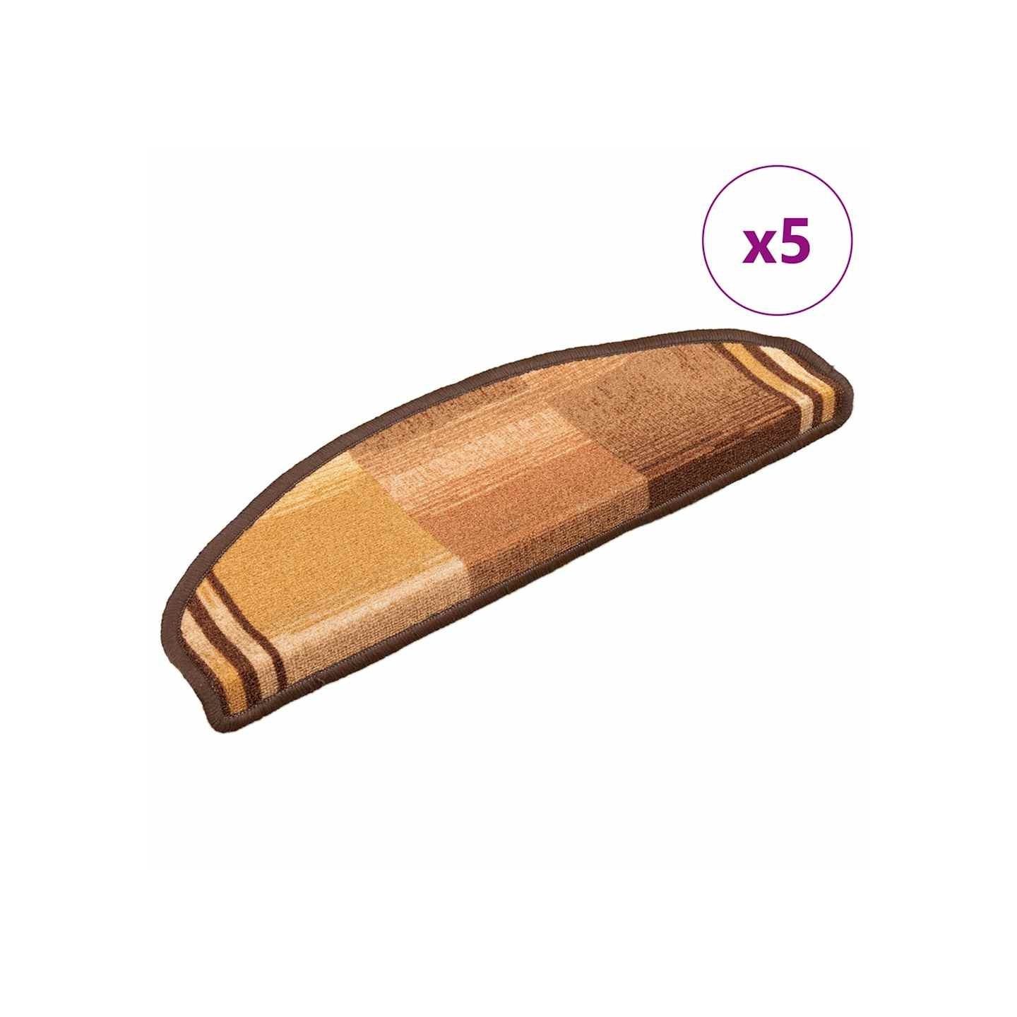 Tapis d'escalier autoadhésifs 5 pcs 65x21x4 cm Marron
