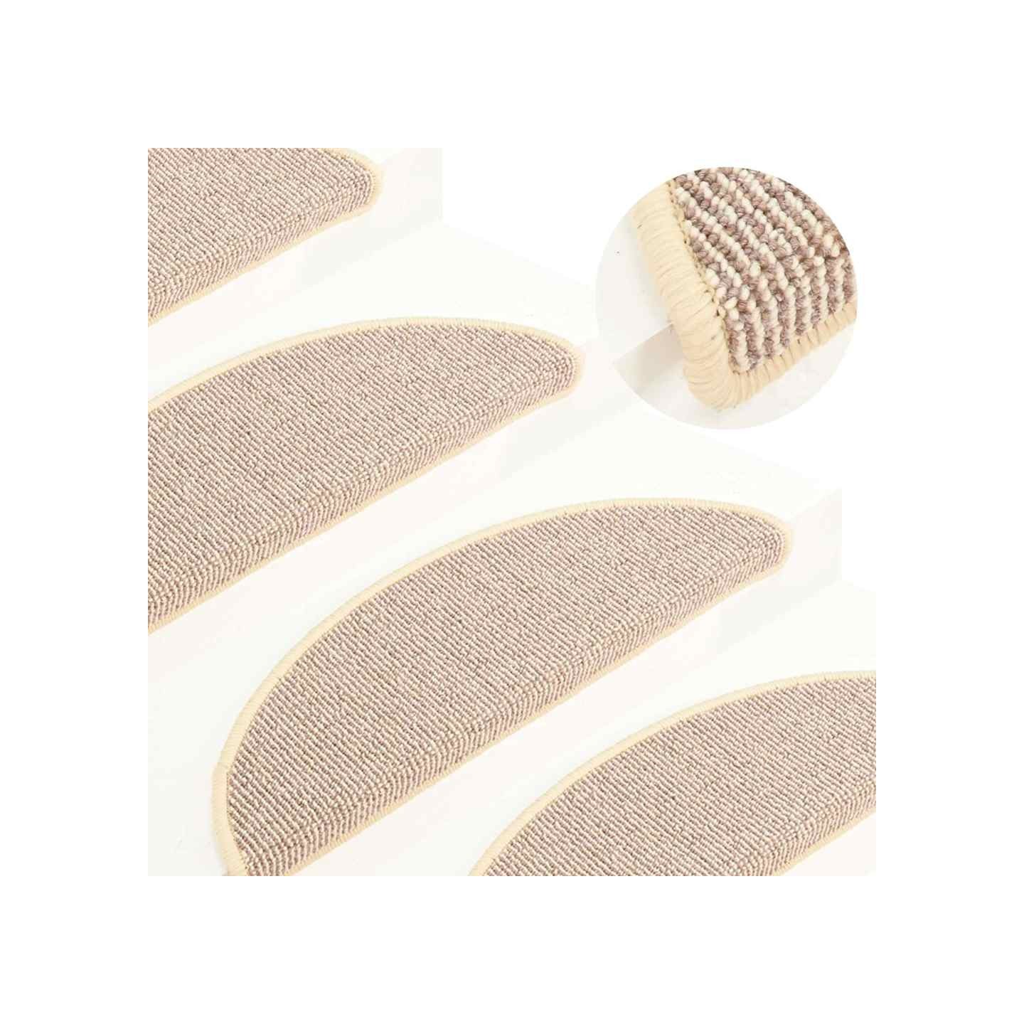 Tapis d'escalier 15 pièces 56 x 17 x 3 cm Blanc et marron Demi-rond
