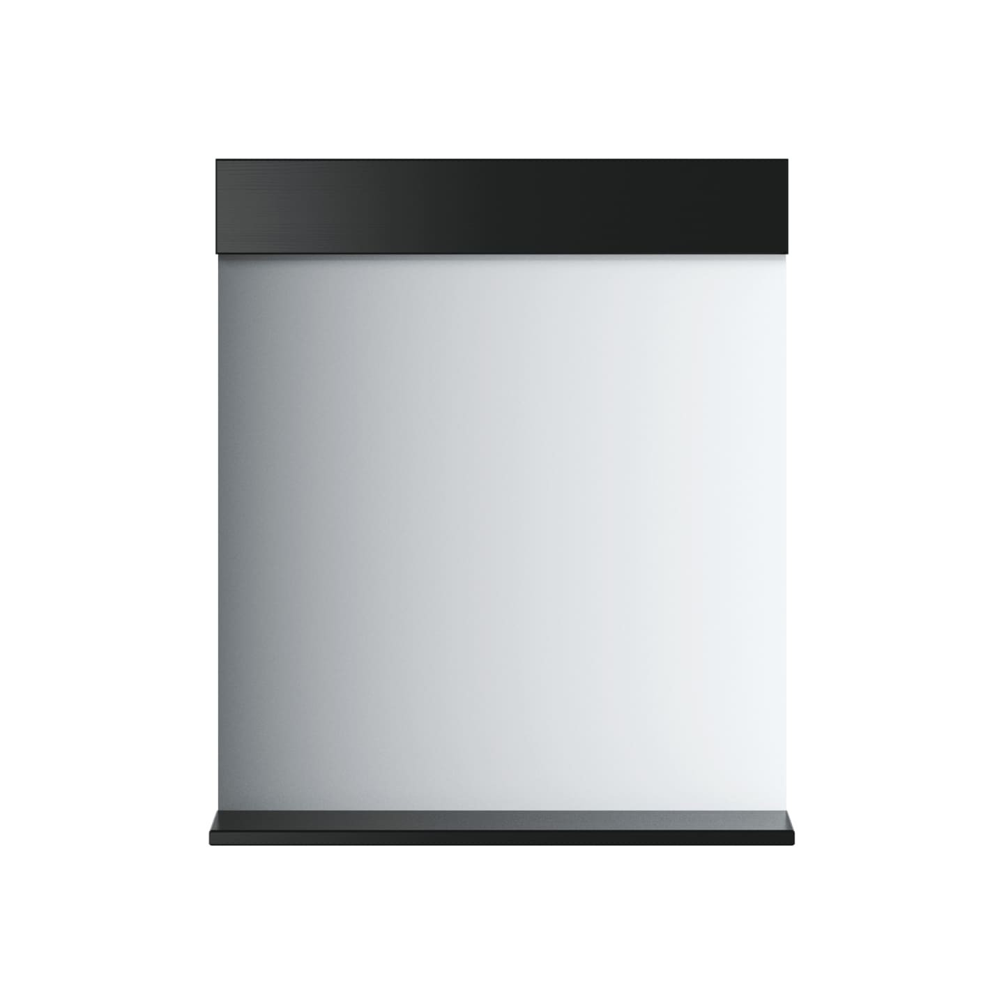 Miroir de salle de bain avec étagère BERG noir bois massif