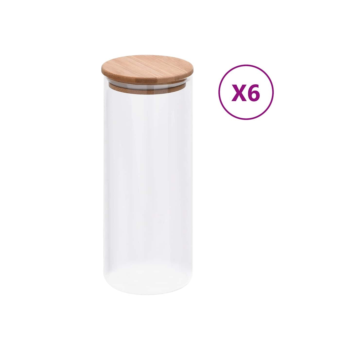 Pots de conservation en verre couvercle en bambou 6 pcs 1000 ml