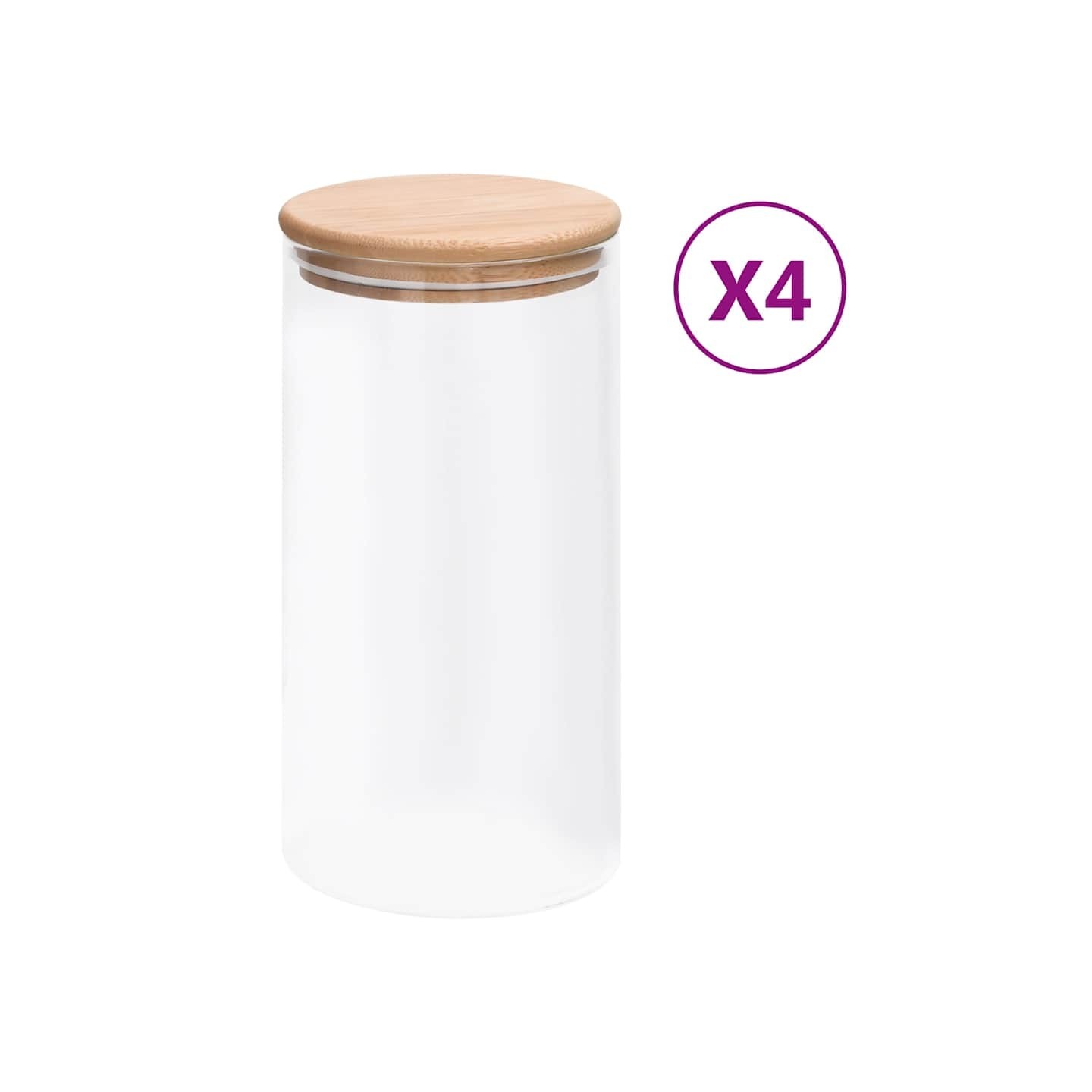 Pots de conservation en verre couvercle en bambou 4 pcs 1200 ml