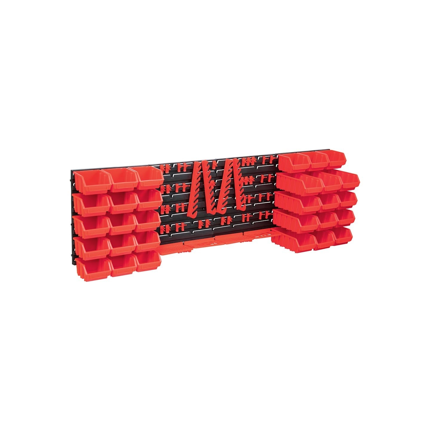 Kit de bacs de stockage et panneaux muraux 80 pcs Rouge et noir