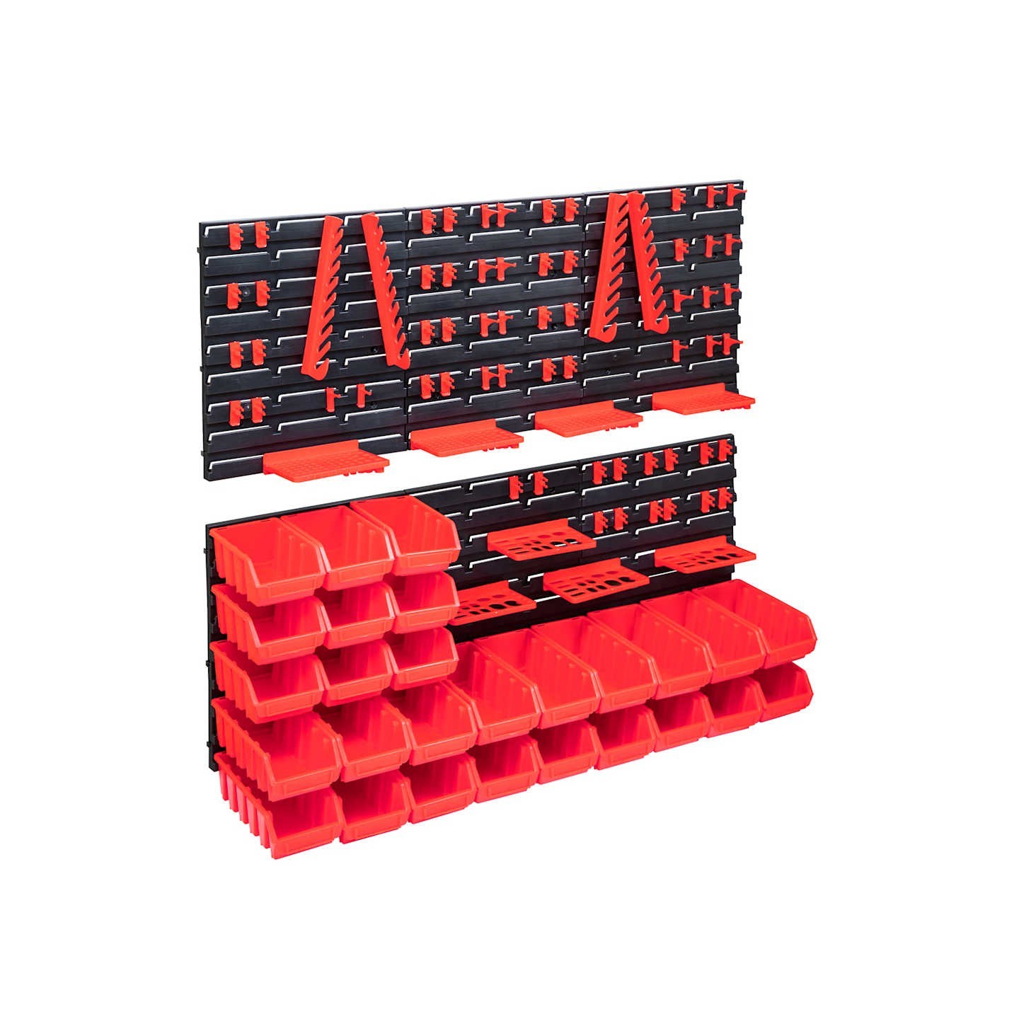 Kit de bacs de stockage et panneaux muraux 103pcs rouge et noir