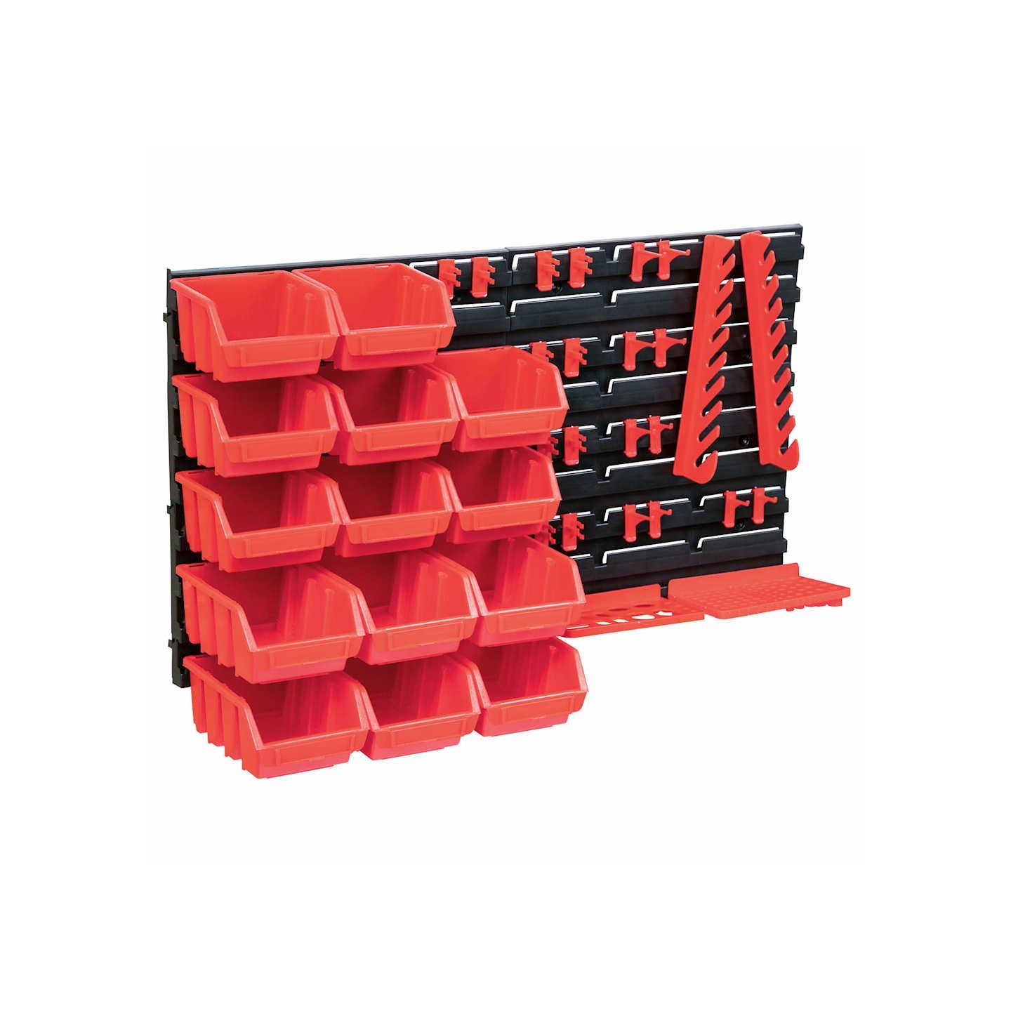 Kit de bacs de stockage et panneaux muraux 39 pcs Rouge et noir