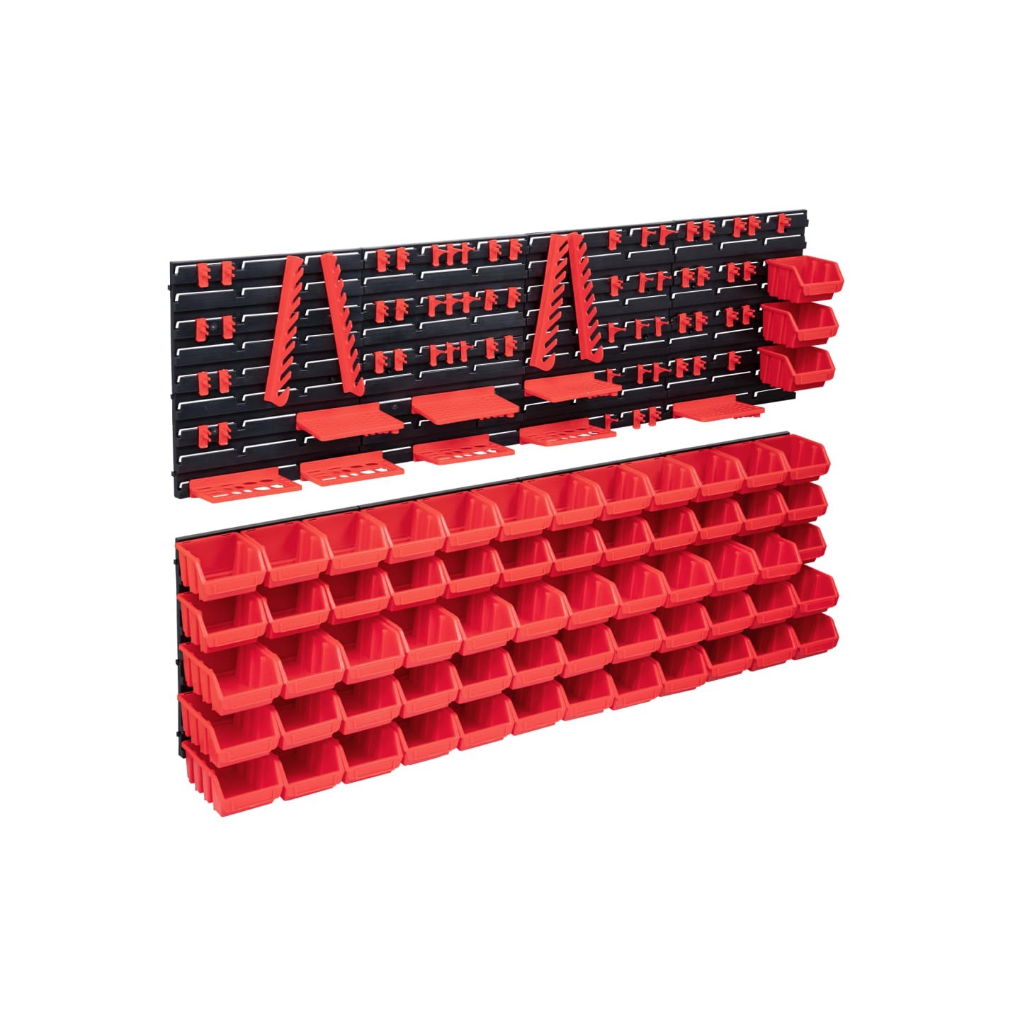 Kit de bacs de stockage et panneaux muraux 141pcs rouge et noir