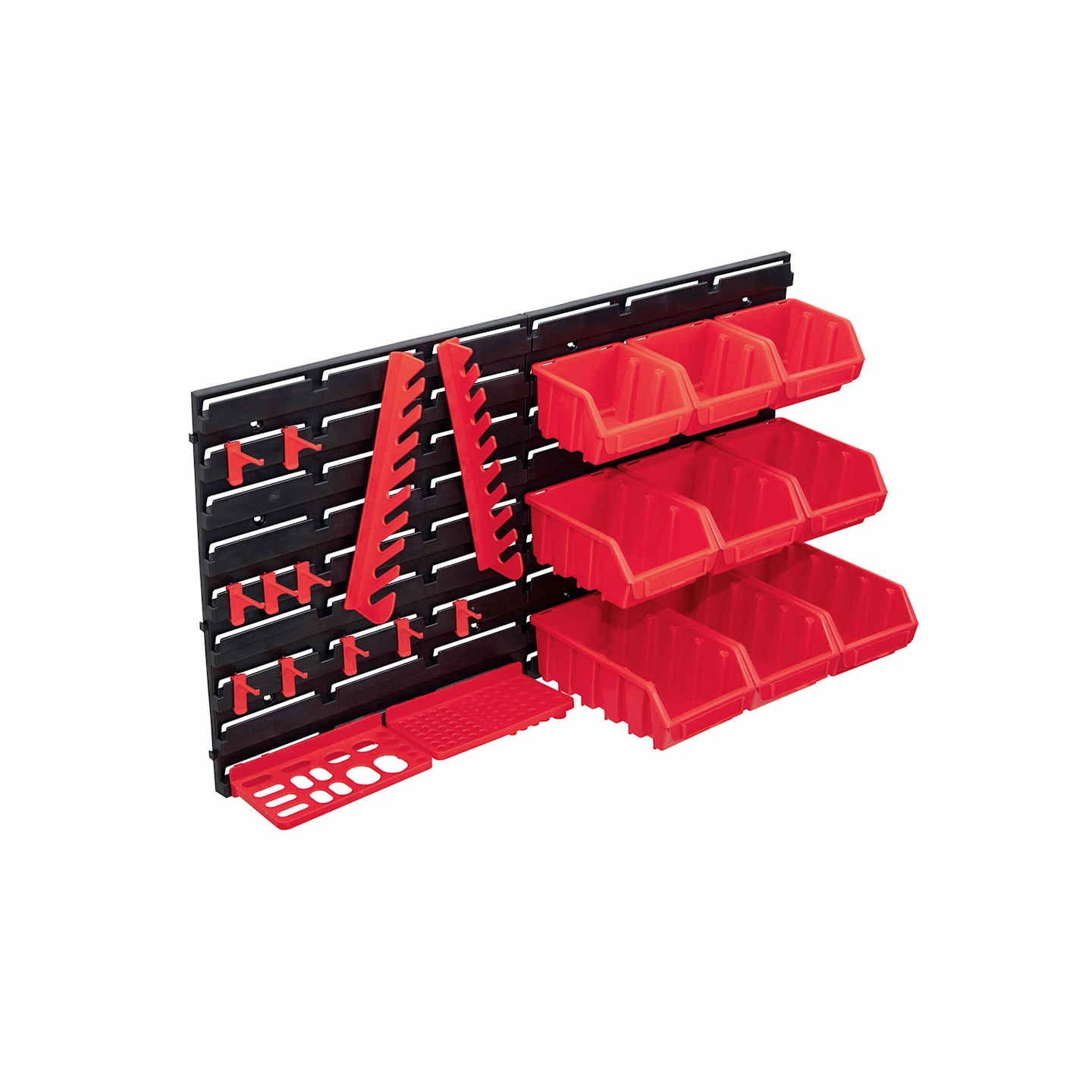 Kit de bacs de stockage et panneaux muraux 34 pcs Rouge et noir