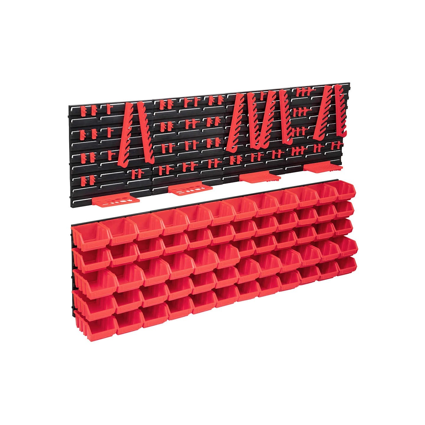 Kit de bacs de stockage et panneaux muraux 136pcs rouge et noir
