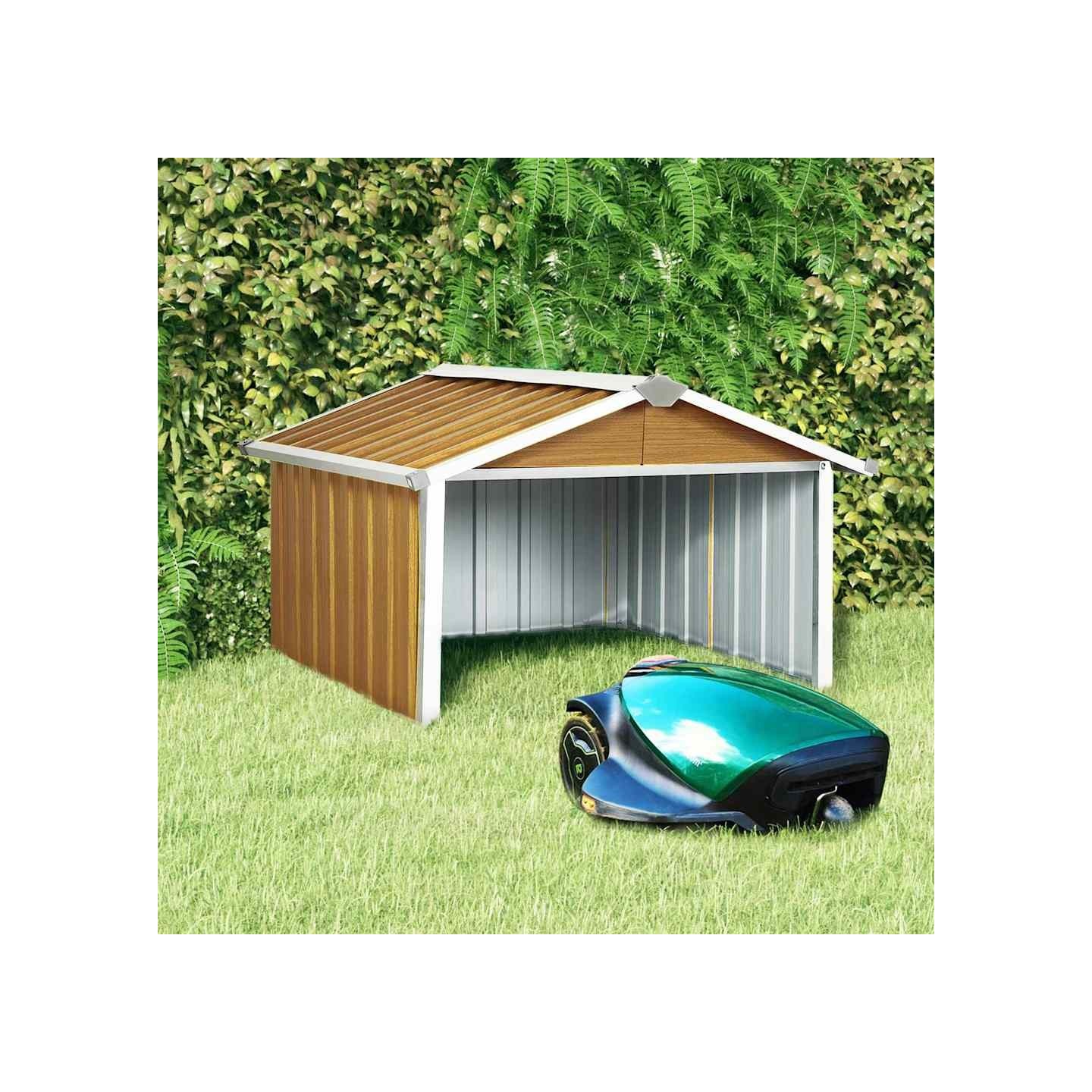 Abri pour robot de jardin 92x97x63 cm Acier galvanisé Marron