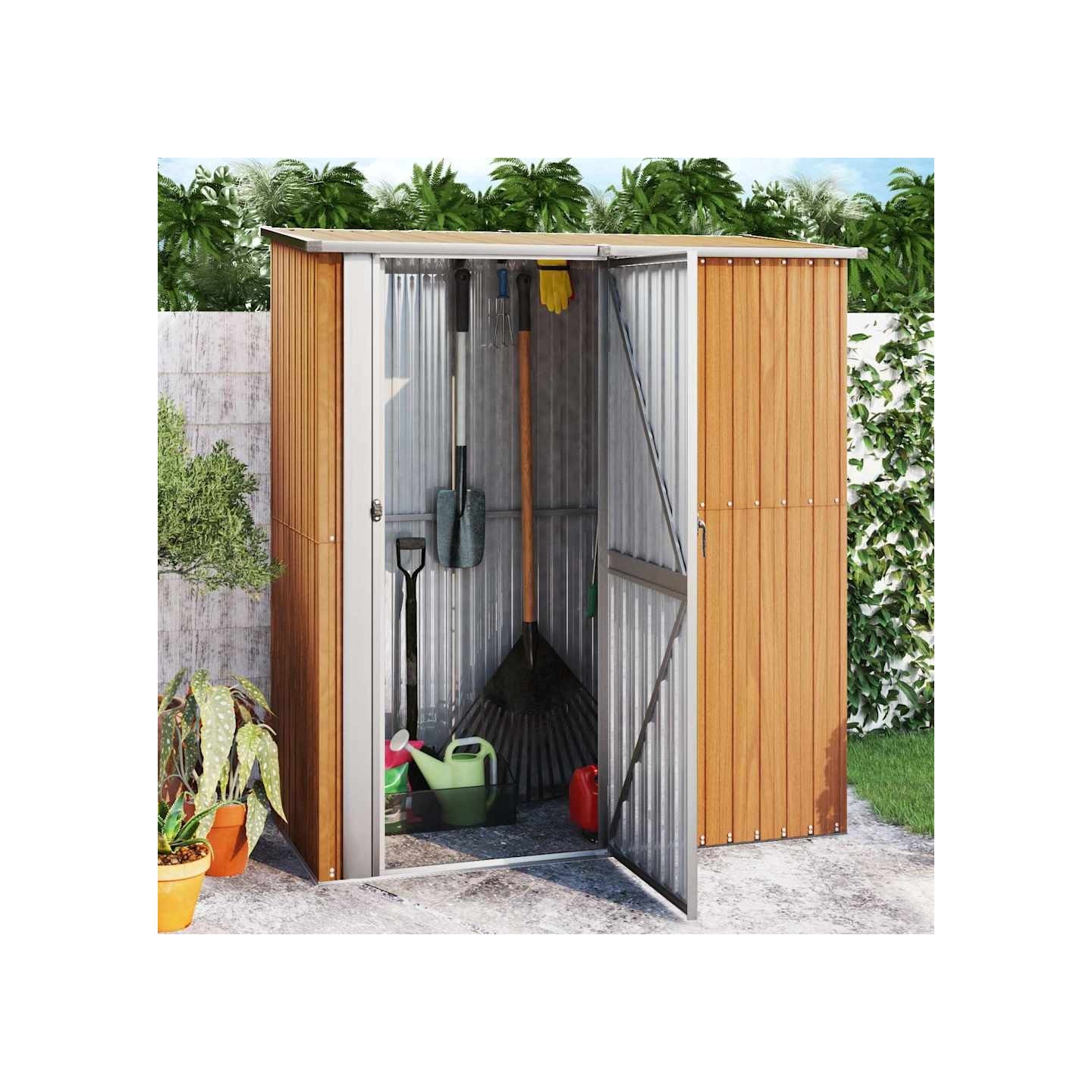 Abri de jardin 180,5 x 97 x 209,5 cm Métal galvanisé Aspect bois