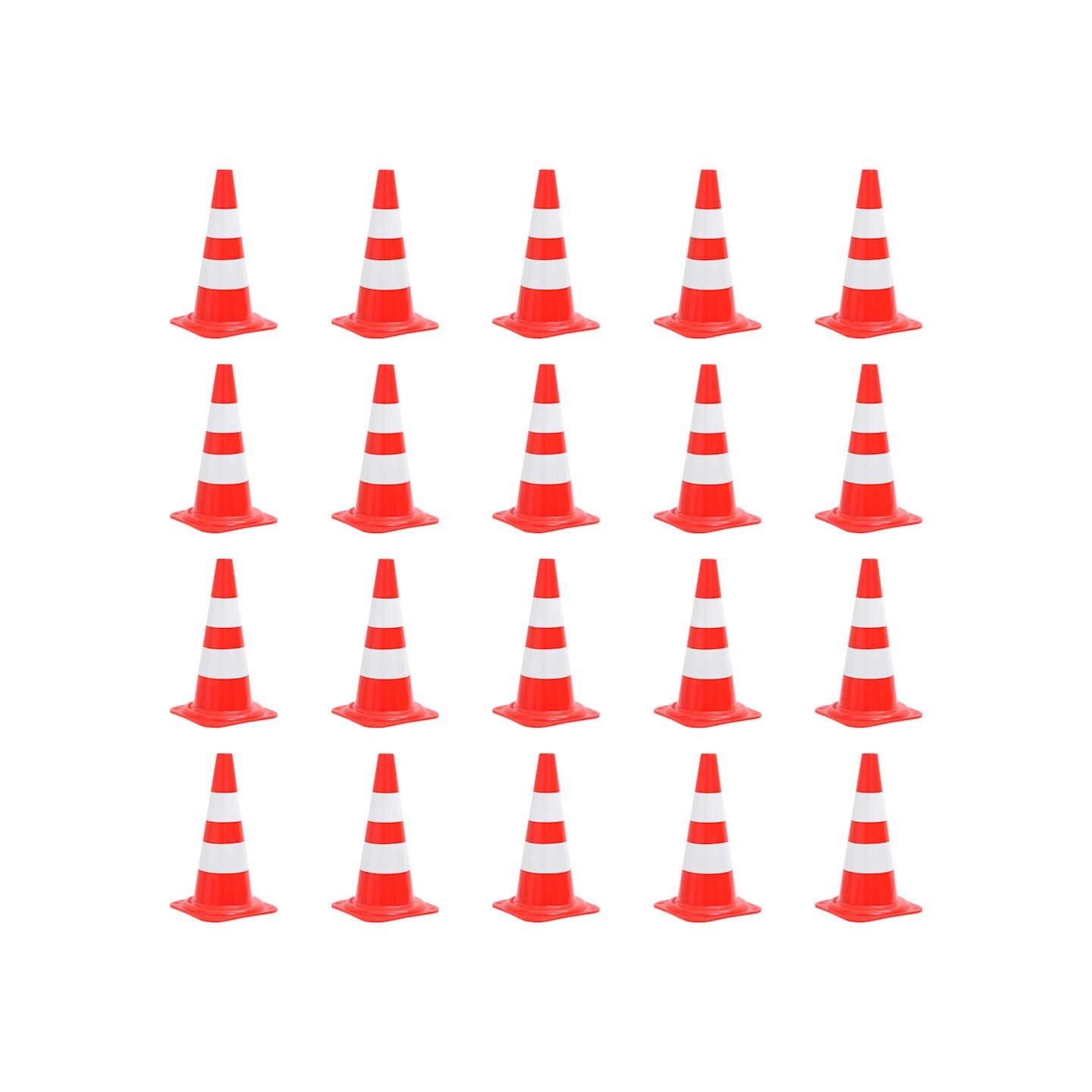 Cônes de signalisation réfléchissants 20pcs Rouge et blanc 50cm