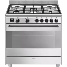 Smeg fornuis BG91X2 inox 5 branders oven 115 L | Nimestore